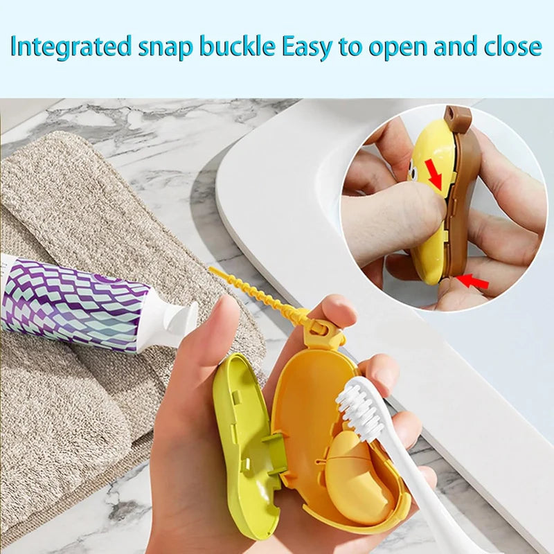 Cots and Cuddles Cute Banana Shape Toothbrush and Toothpaste Holder for Kids Home & Travel use 1pc