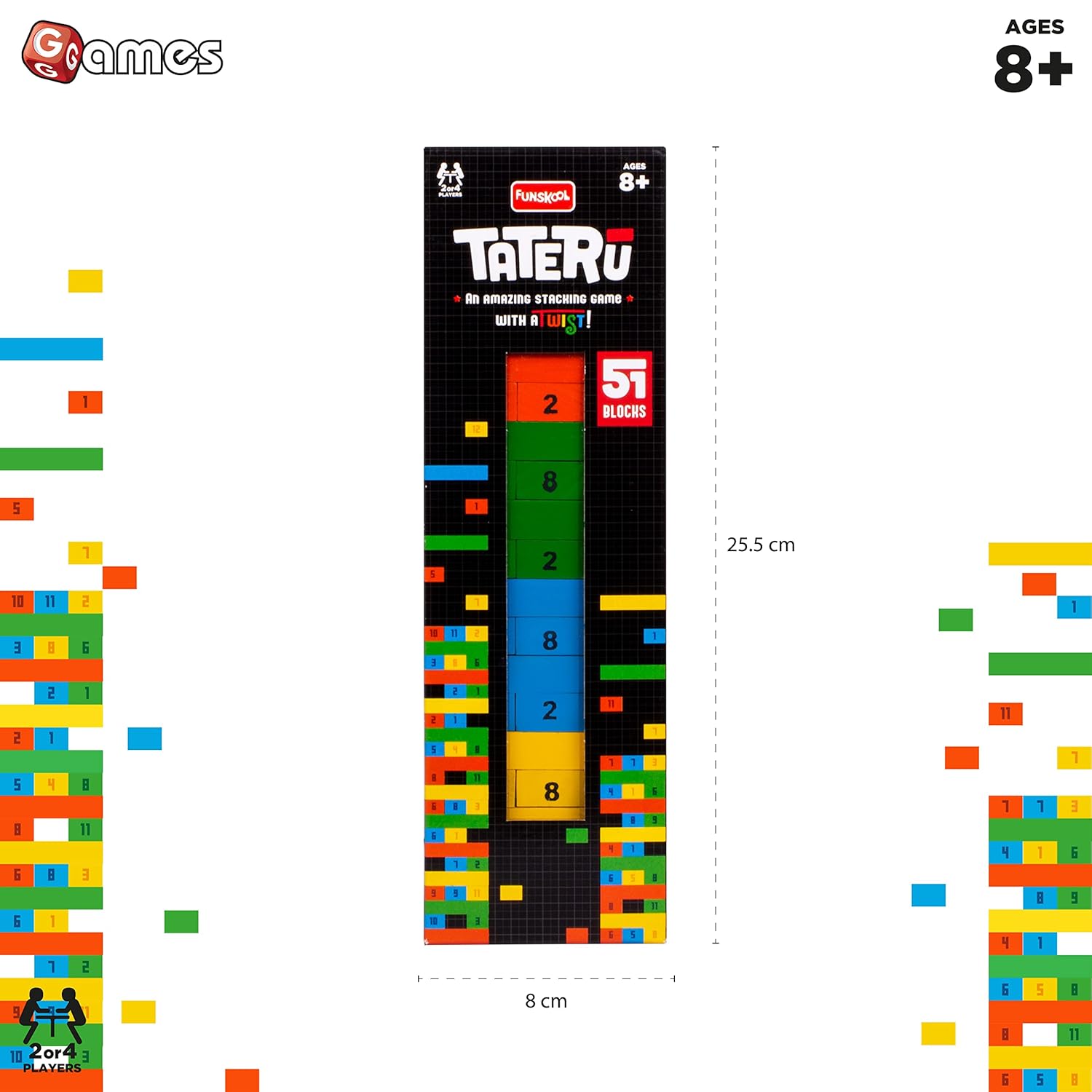 Tateru Hardwood Blocks Stacking Tower: Strategy Game for 2-4 Players (Ages 8+)