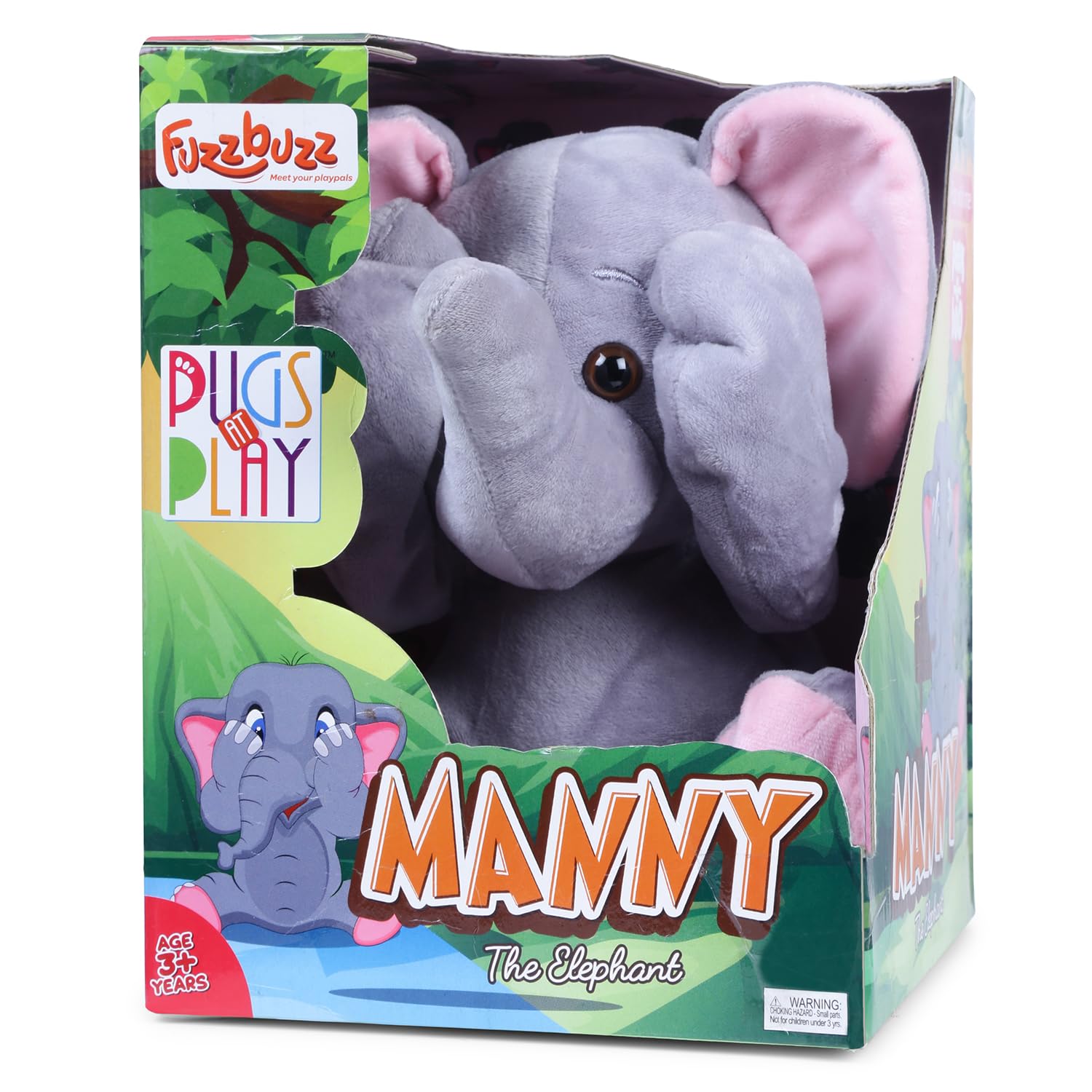 Pugs At Play Manny The Elephant For Kids - Multicolor