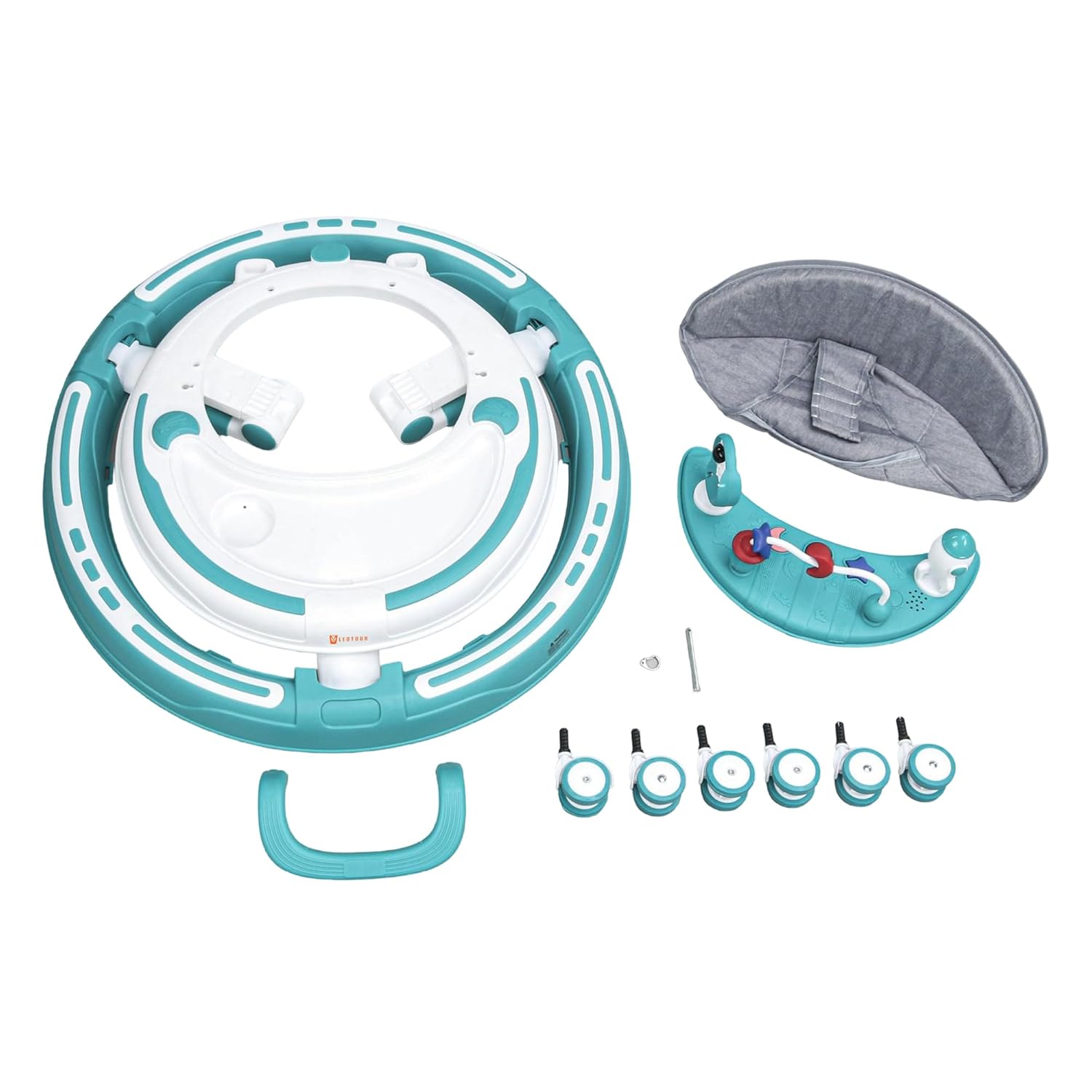 Baby Walker | 4 Level Adjustable Height | Musical Tray | LED Decorated | Foldable Design | Safe & Comfortable | BIS Certified | Green (6-24 Months)