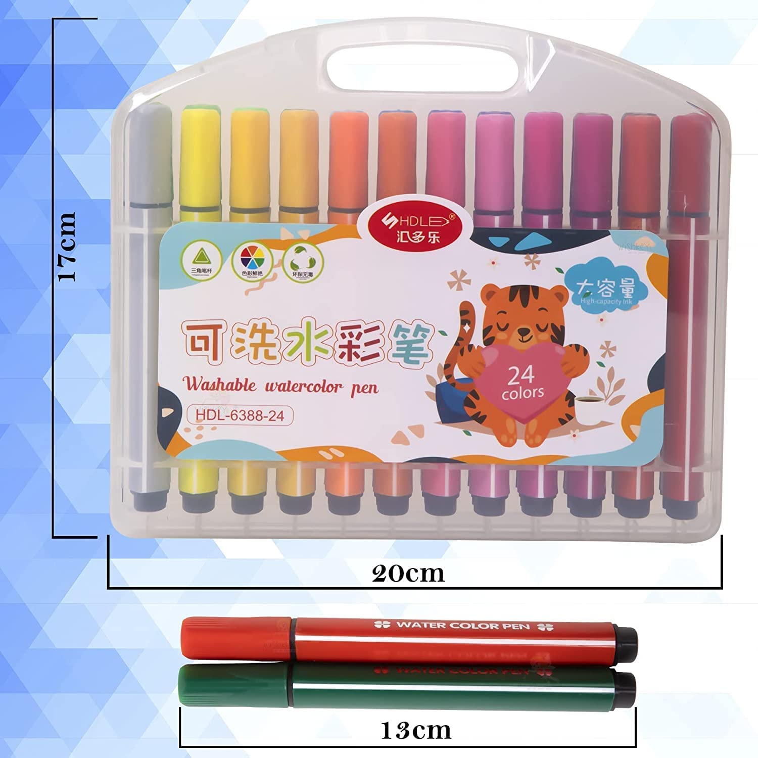 Washable Watercolor Pens Set - Coloring Kit Art Markers Color Sketch Pens Set Kids Artists Sketching Drawing Materials Craft - 24 Shades