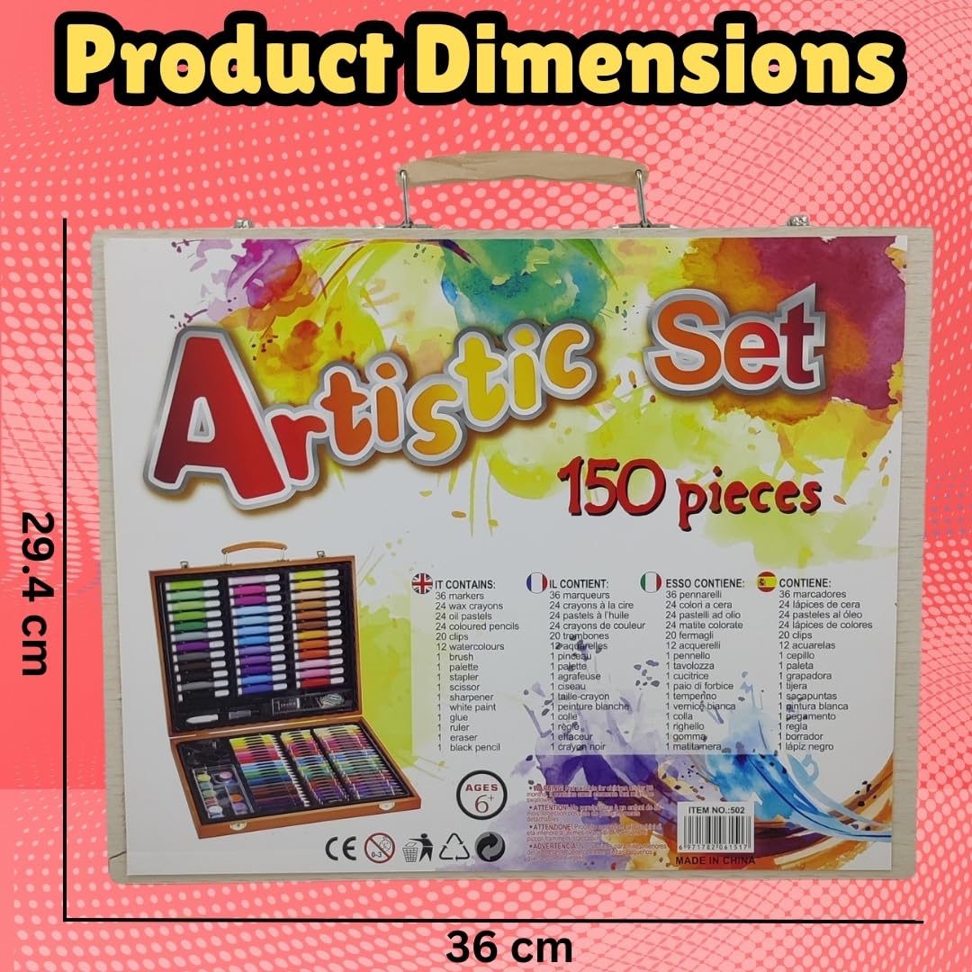 150 PCS Art Supplies Drawing Painting Art Set for Kids Girls Boys Teens, Wooden Case Coloring Art Kit