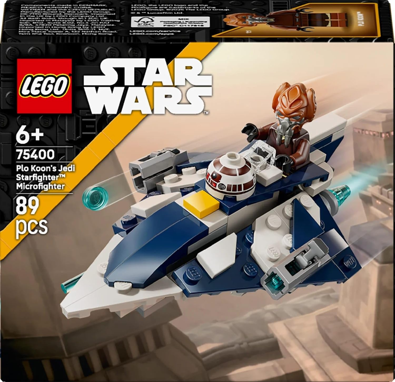 LEGO Star Wars Plo Koon’s Jedi Starfighter Microfighter Building Toy 75400 Building Blocks Toys for 6+ Gift for Boys and Girls