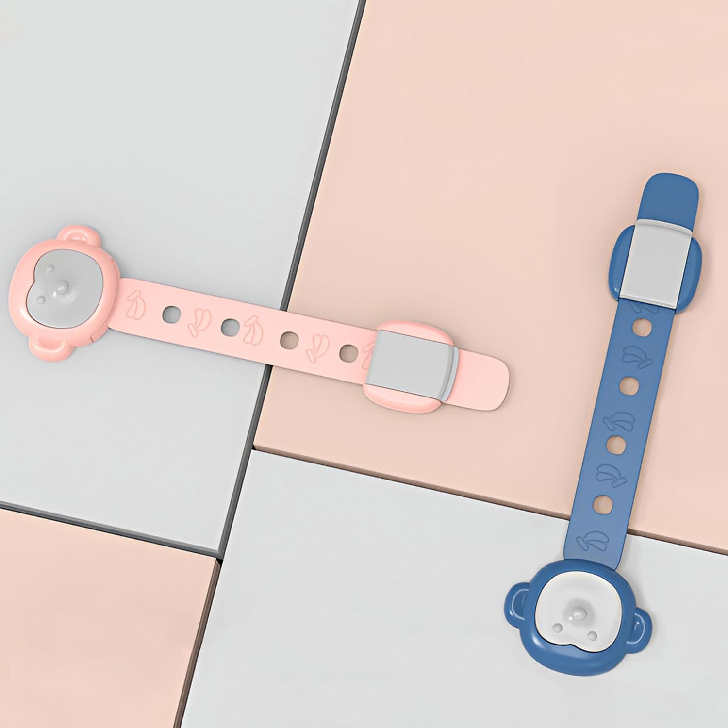 Child Safety Locks - 22cm x 4cm Adjustable Baby Locks for Cabinets and Drawers, 3M Adhesive, No-Drill Cabinet Door Lock. Suitable for Doors, Ovens, Trash Cans, Refrigerators - 1 Pack Contains 2 Pcs