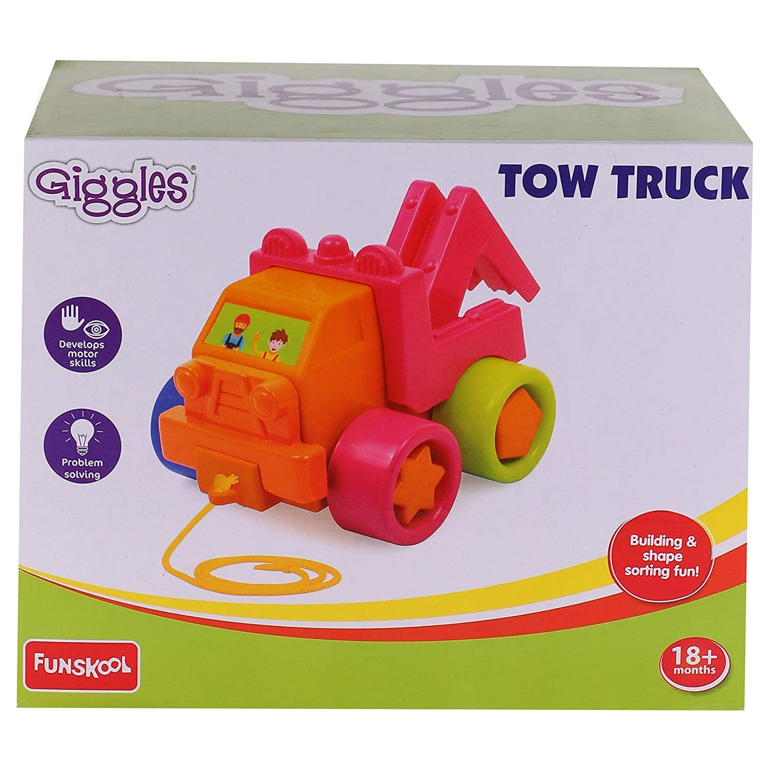 Giggles Funskool - Vehicles Tow Truck Toy for Kids, Multicolour
