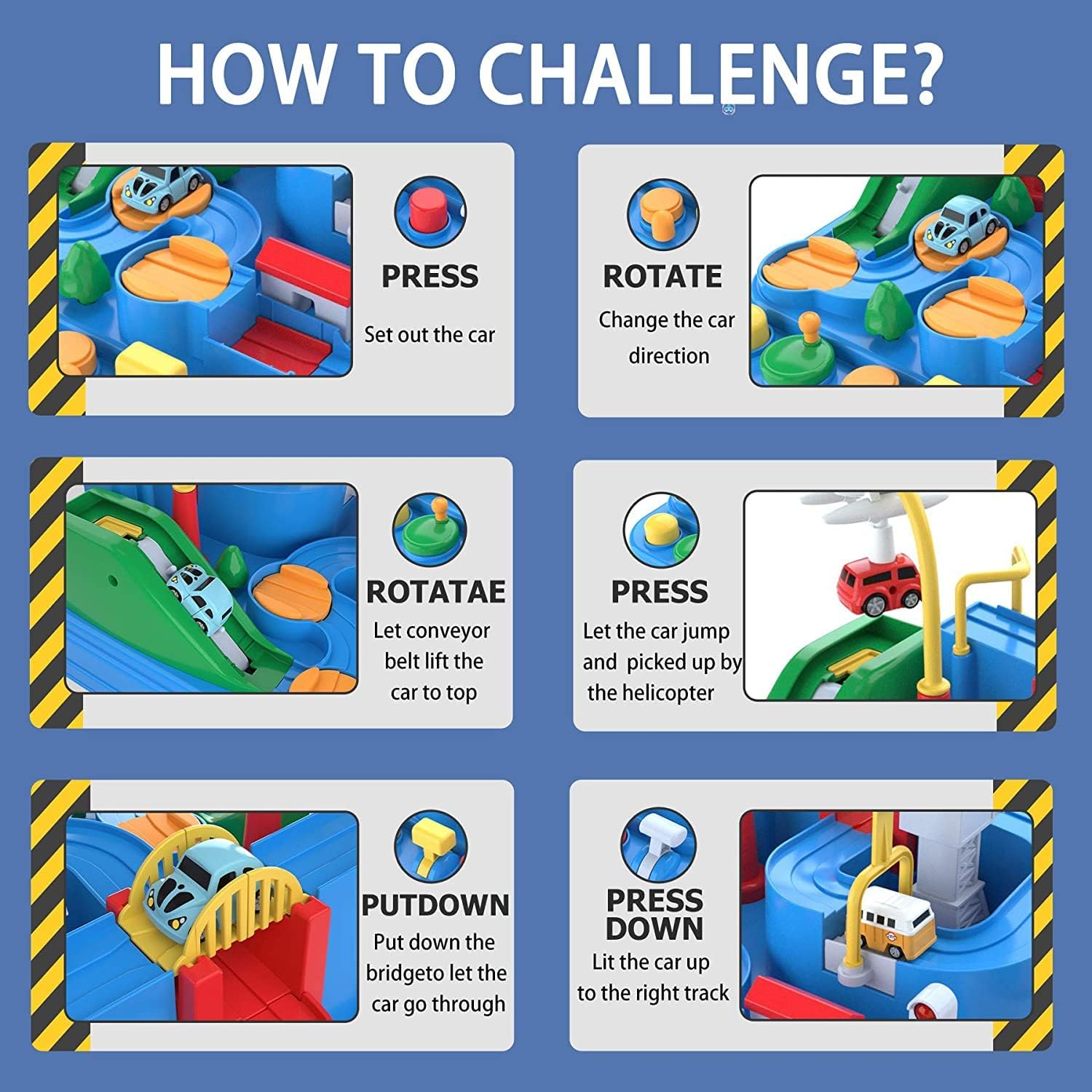 Funny BIG Adventure Toys with 2 Toy Vehicles, Car Track for Toddlers