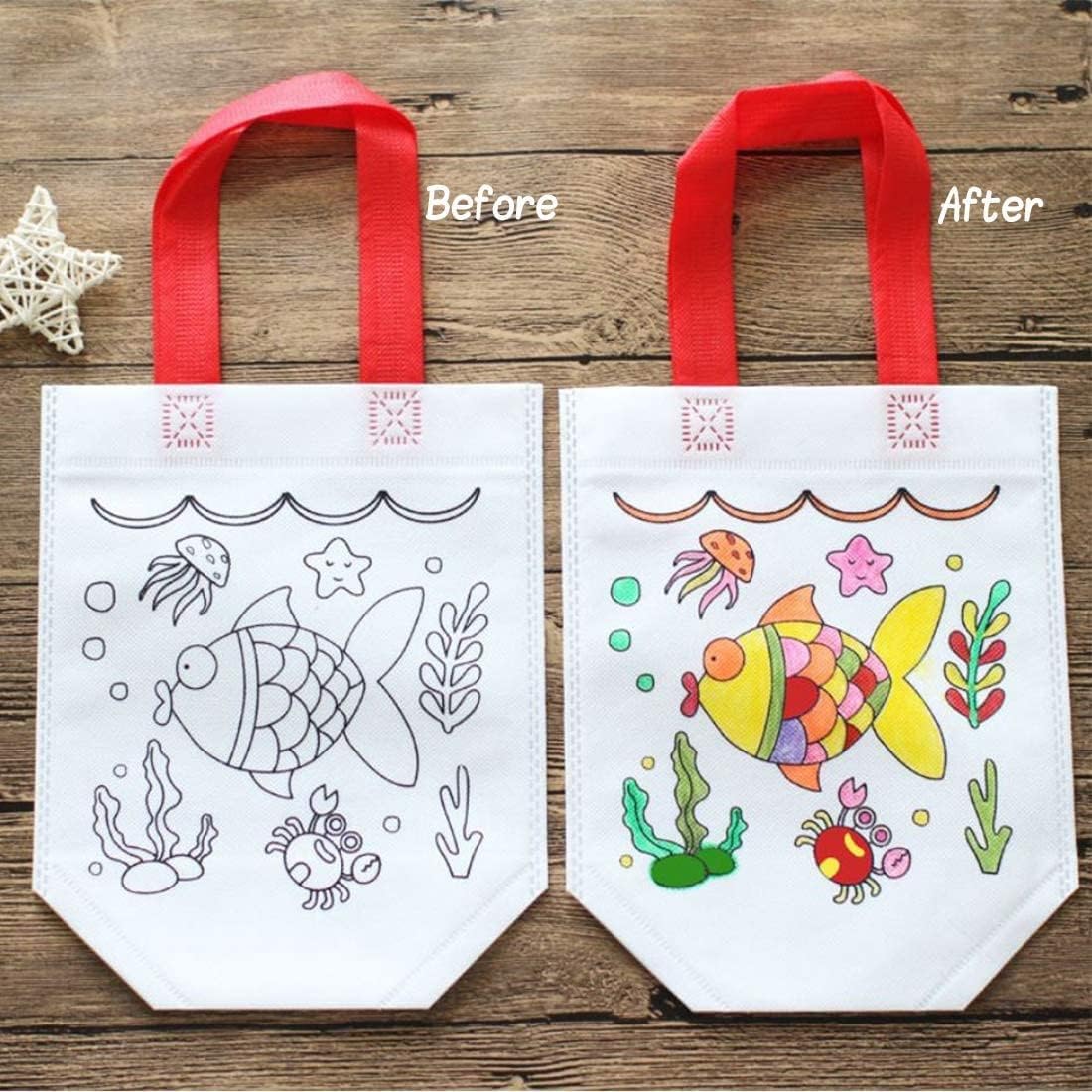 DIY Return Gift Bags for Kids Birthday Party – Set of 12 Reusable Graffiti Colouring Bags | Eco-Friendly Party | Birthday Return Gifts for Kids | Assorted Designs