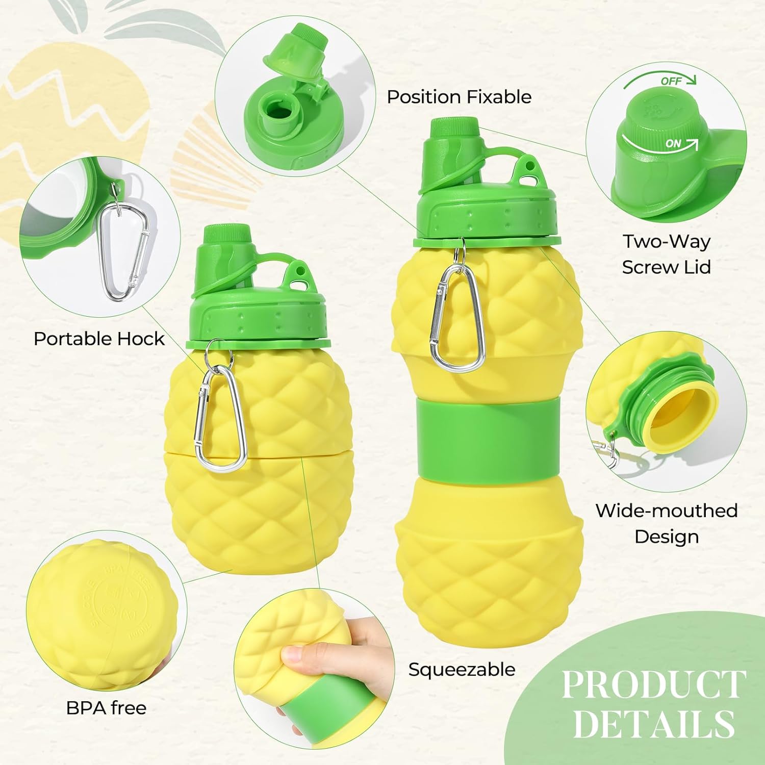 Collapsible Water Bottles - Silicone Foldable Portable Water Bottles (700ml)