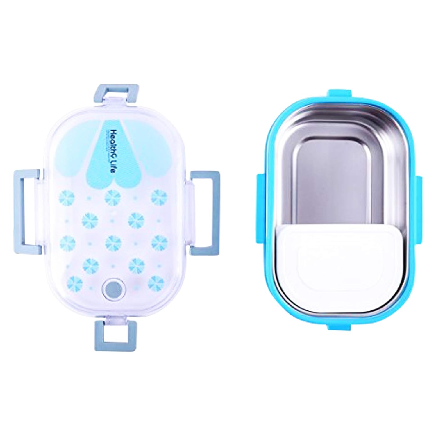 Stainless Steel Insulated 2 Grid Lunch Box with Mini Salad Box and Spoon, (Assorted Colors) 1 Containers Lunch Box