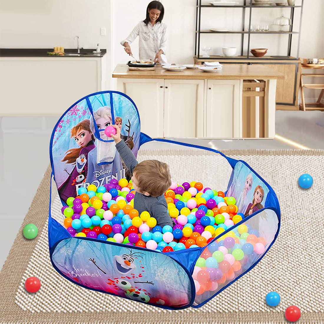 iToys Theme Disney Frozen Baby Ball Pool for Kids with Ball Pit Foldable Play Tent Indoor Outdoor Toys for Kids