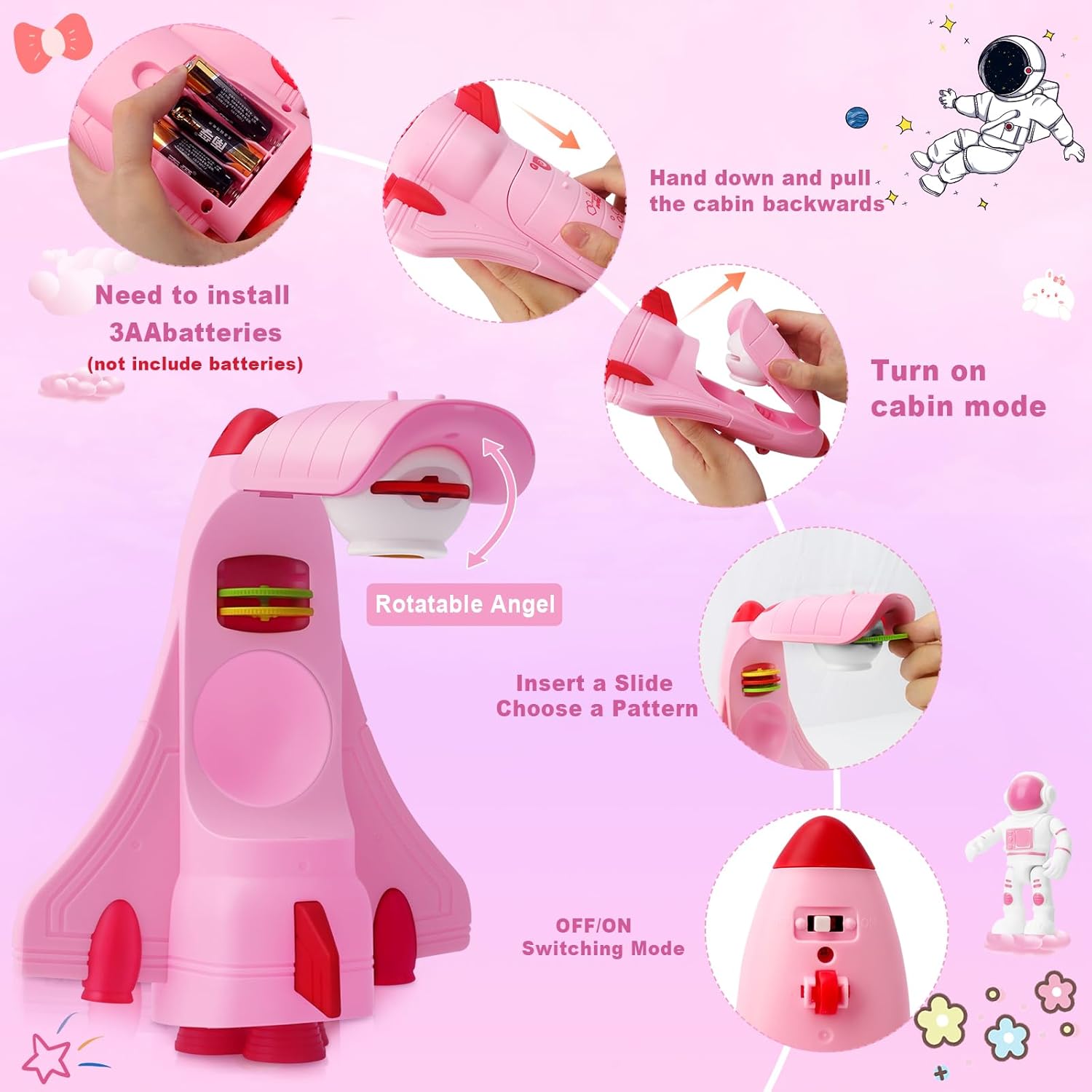 Drawing Projector for Kids, Projection Drawing Board, Space Shuttle Drawing Projector for Kids with Rocket Ship Toys for Kids