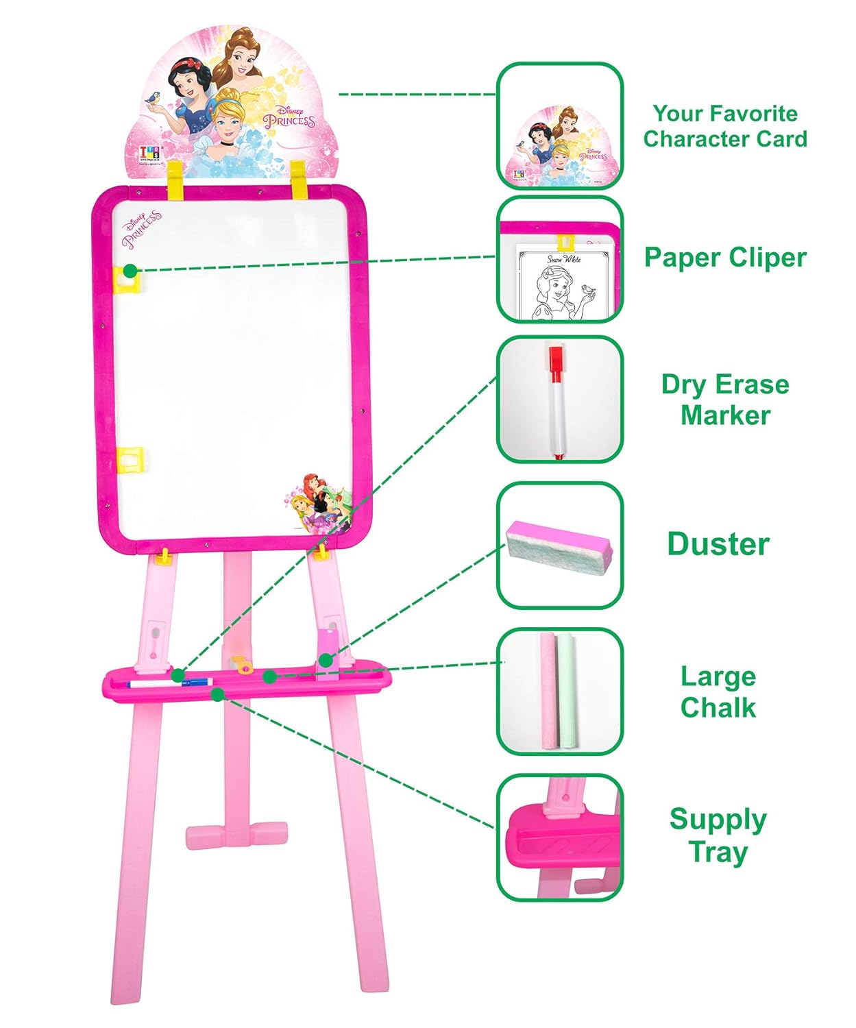 Itoys Plastic Princess 5 in 1 Writing Board for Kids with Activity Sheets