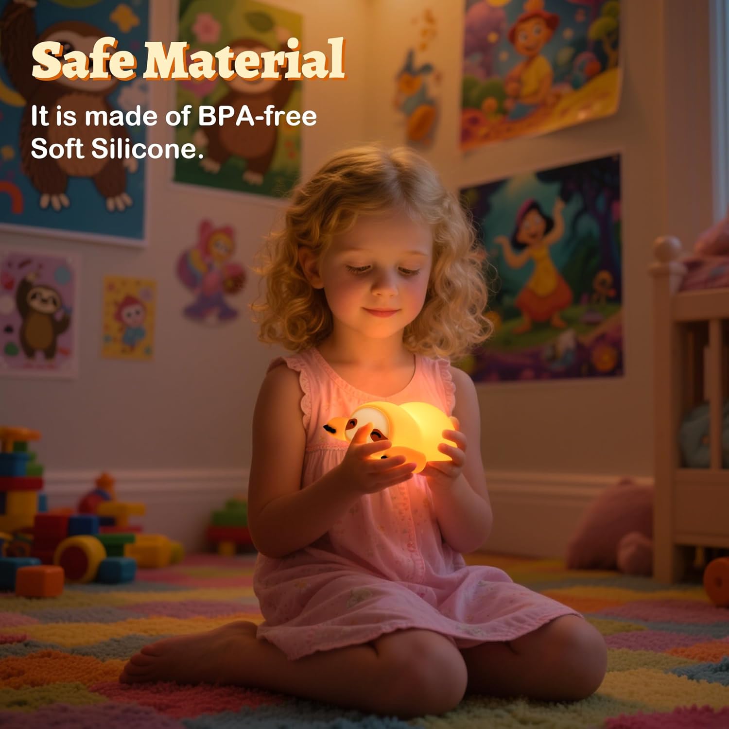 Cute Night Light for Kids, Sloth Silicon Lamp Rechargeable