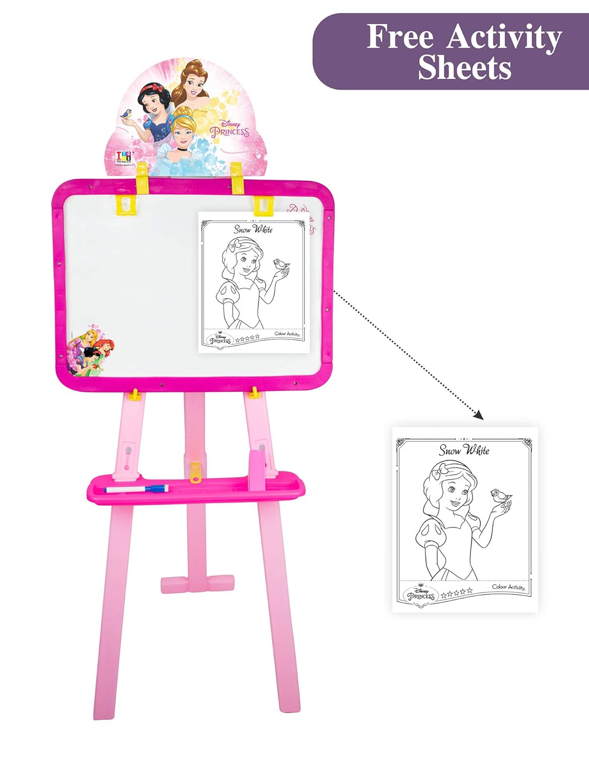 Itoys Plastic Princess 5 in 1 Writing Board for Kids with Activity Sheets