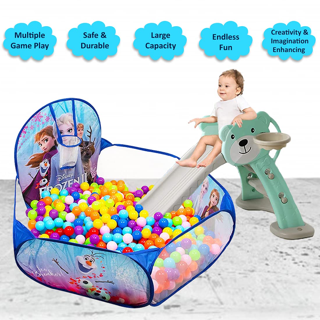 iToys Theme Disney Frozen Baby Ball Pool for Kids with Ball Pit Foldable Play Tent Indoor Outdoor Toys for Kids