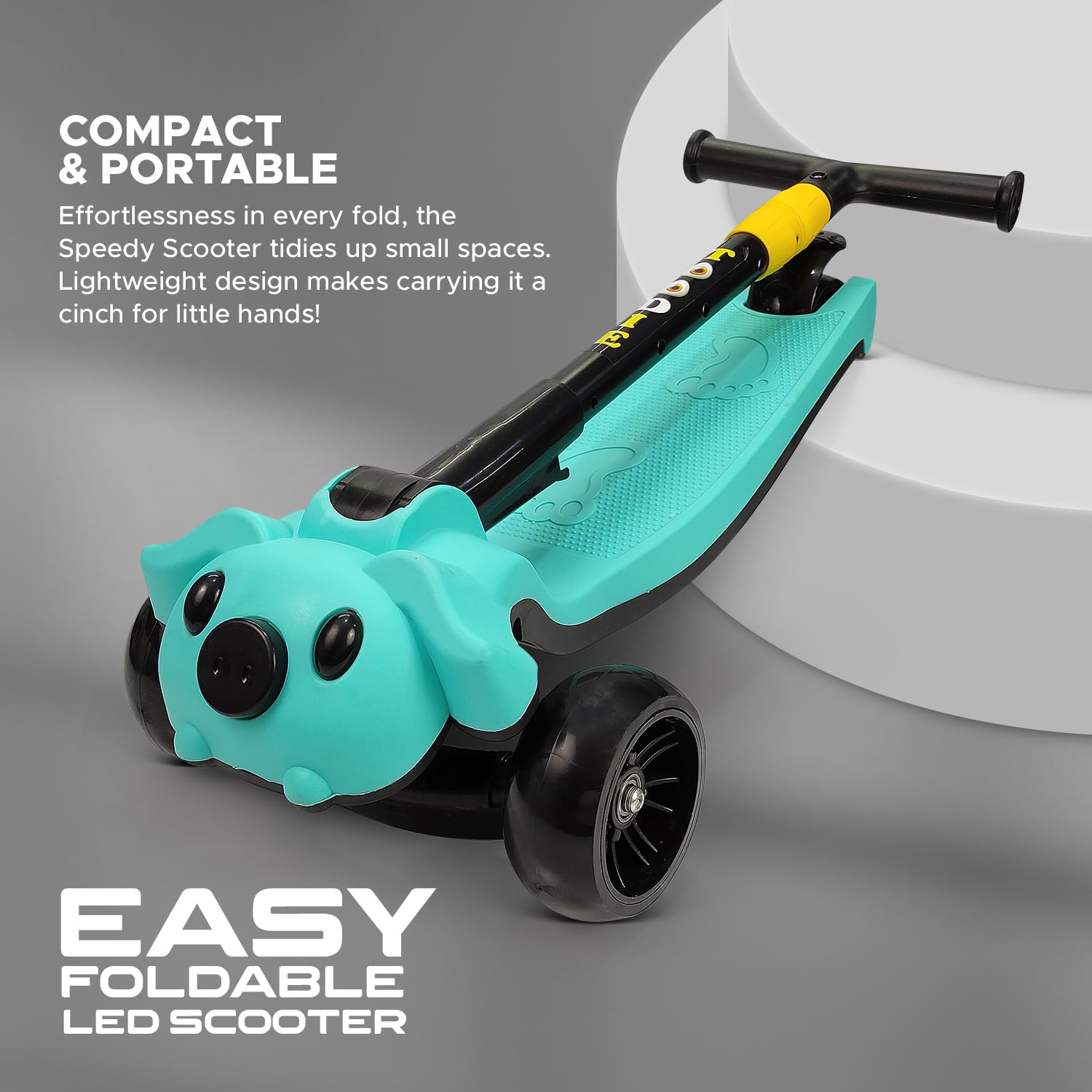 Smart Kick Scooter with Brakes for Kids 3-12 Years – 3 Wheel Skate Scooter with Non-LED Wheels, 3 Gear Height Adjustment, Foldable Design, Up to 100 Kg Capacity