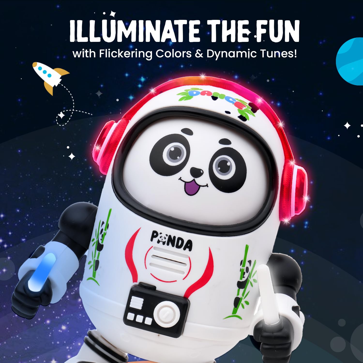 Dancing Space Panda Toy with Vibrant Light Effect & Musical Sound for Kids - Without Box