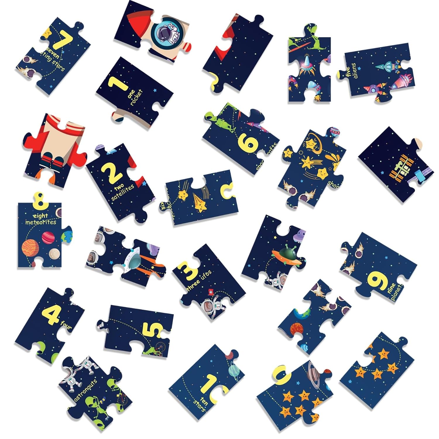 FLO Toys 6 Feet Numbers Floor Puzzle for Kids | 24 Jumbo Pieces | Learn 123 Counting with Space Theme – Astronauts, Planets, Rockets & Stars | Educational Puzzle for Toddlers & Preschoolers Ages 2+