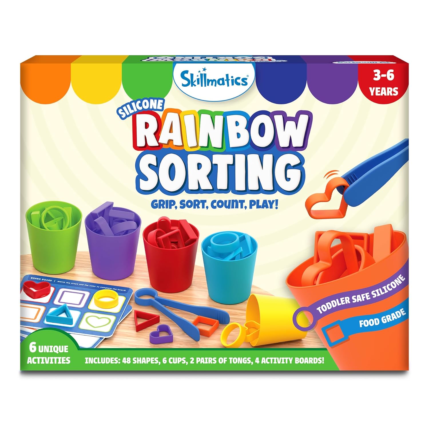 Skillmatics Silicone Rainbow Sorting Board Game - Learning & Educational Toy, Sorting, Counting & Sequencing Skills, Gift for Toddlers & Preschoolers