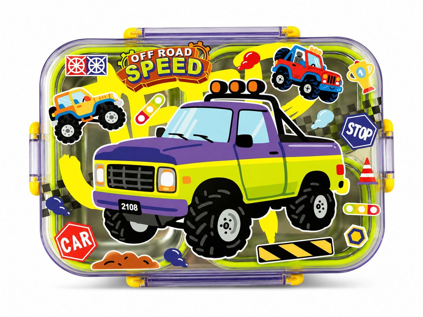 Kids Bento Lunch Box, 3 Compartment Stainless Steel Container, Leakproof Design, 750ml Capacity with Spoon | Assorted