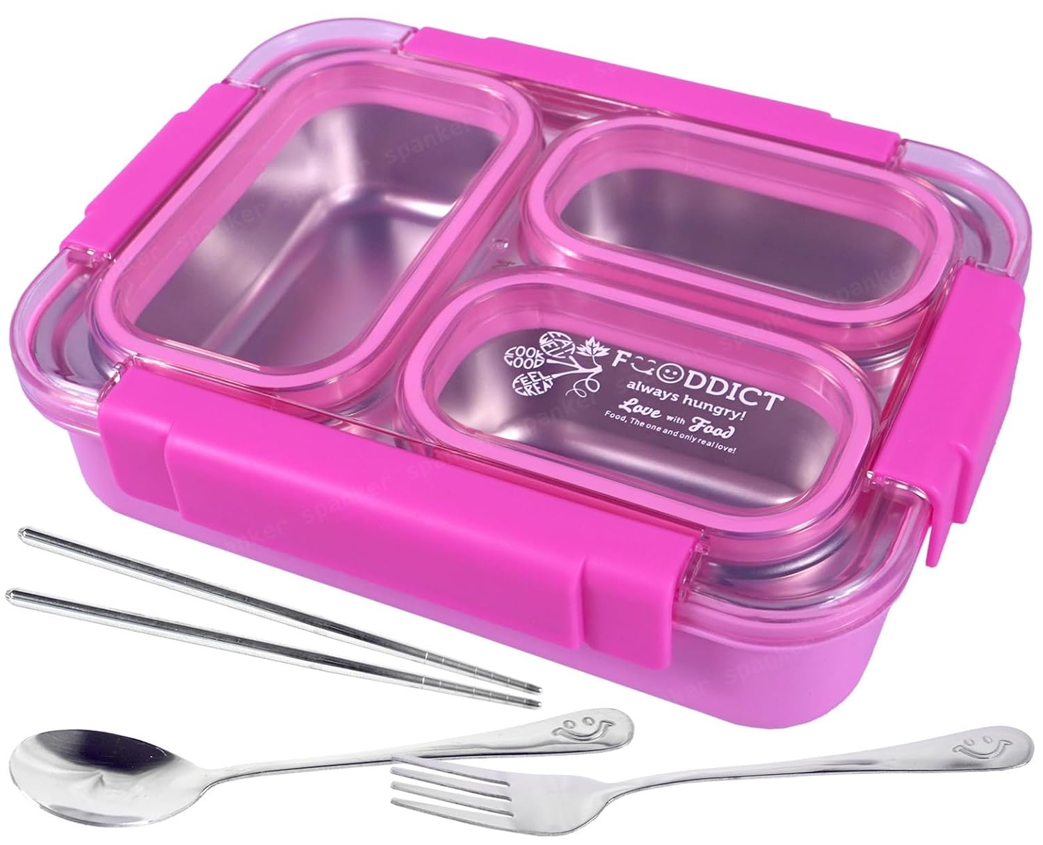 Stainless Steel Insulation Portable BPA Free Leak-Proof 3 Grid Capacity Bento Lunch Box for Kid Adult Student Children - Assorted - 800ML
