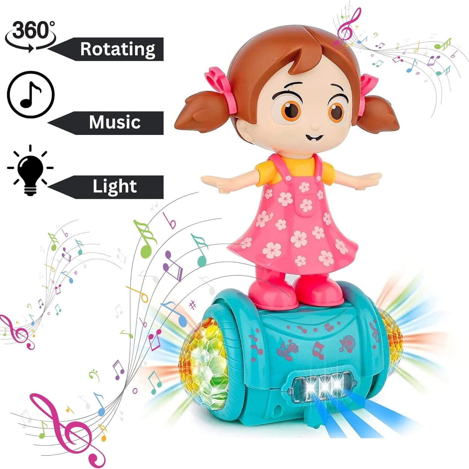 Fashion Girl Musical Dancing Girl 360 Degree Rotating with 5D Light and Musical Sound Activity Kids