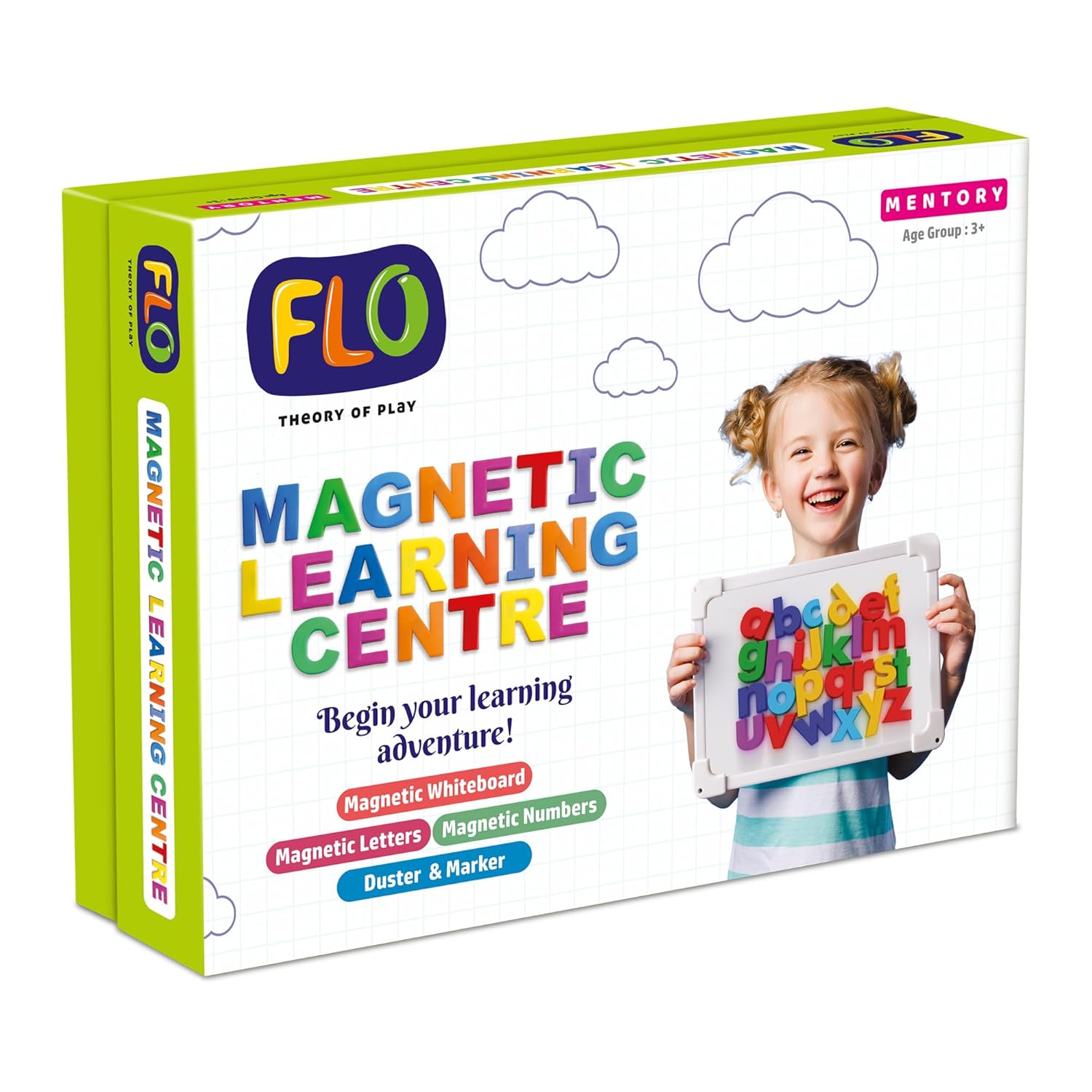 FLO Toys Magnetic Alphabets for Kids Learning and Number Brain Game Activity with Board, 3 in 1 Magnetic Letters & Numbers Educational Toy Kit, Preschool Toy for Age 3+