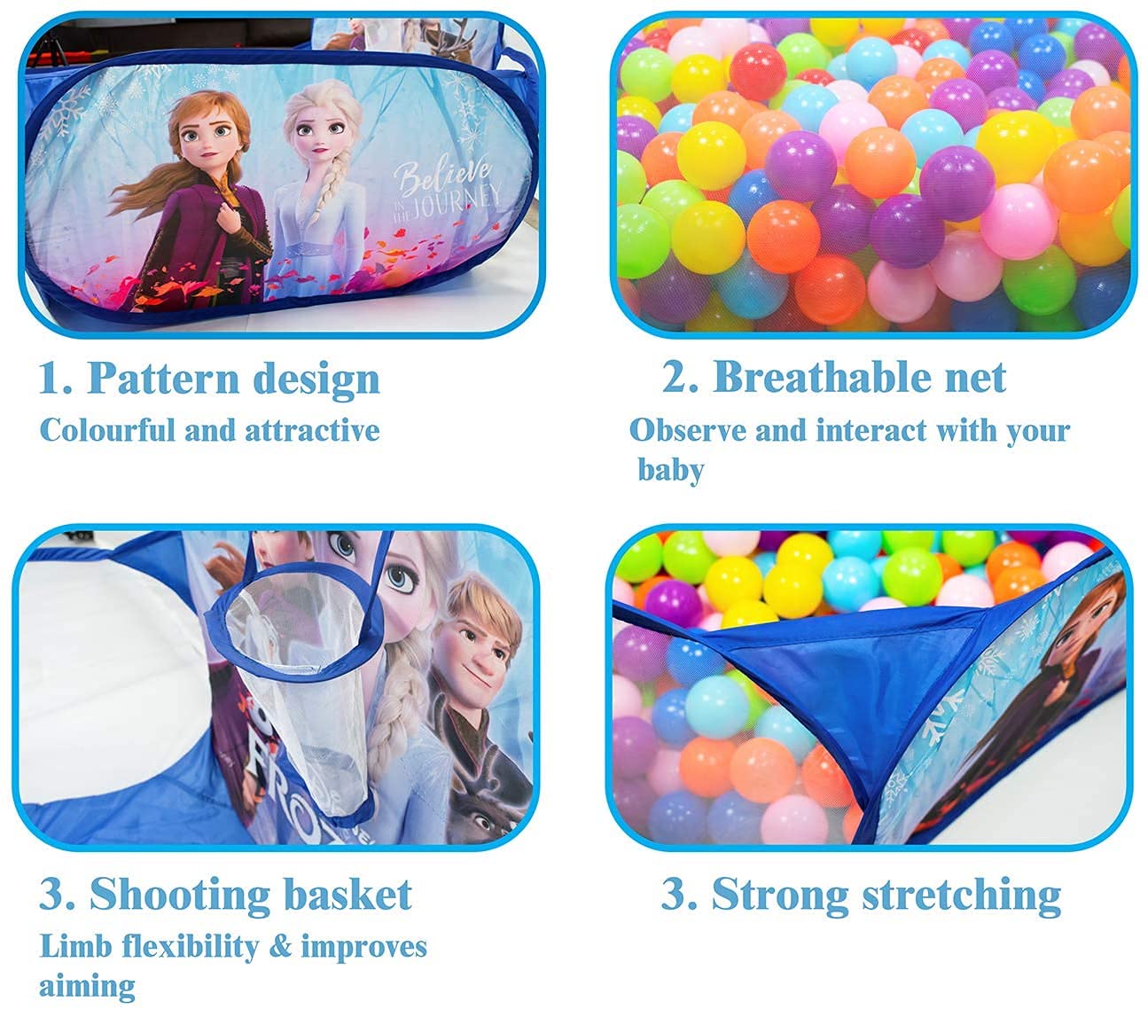 iToys Theme Disney Frozen Baby Ball Pool for Kids with Ball Pit Foldable Play Tent Indoor Outdoor Toys for Kids