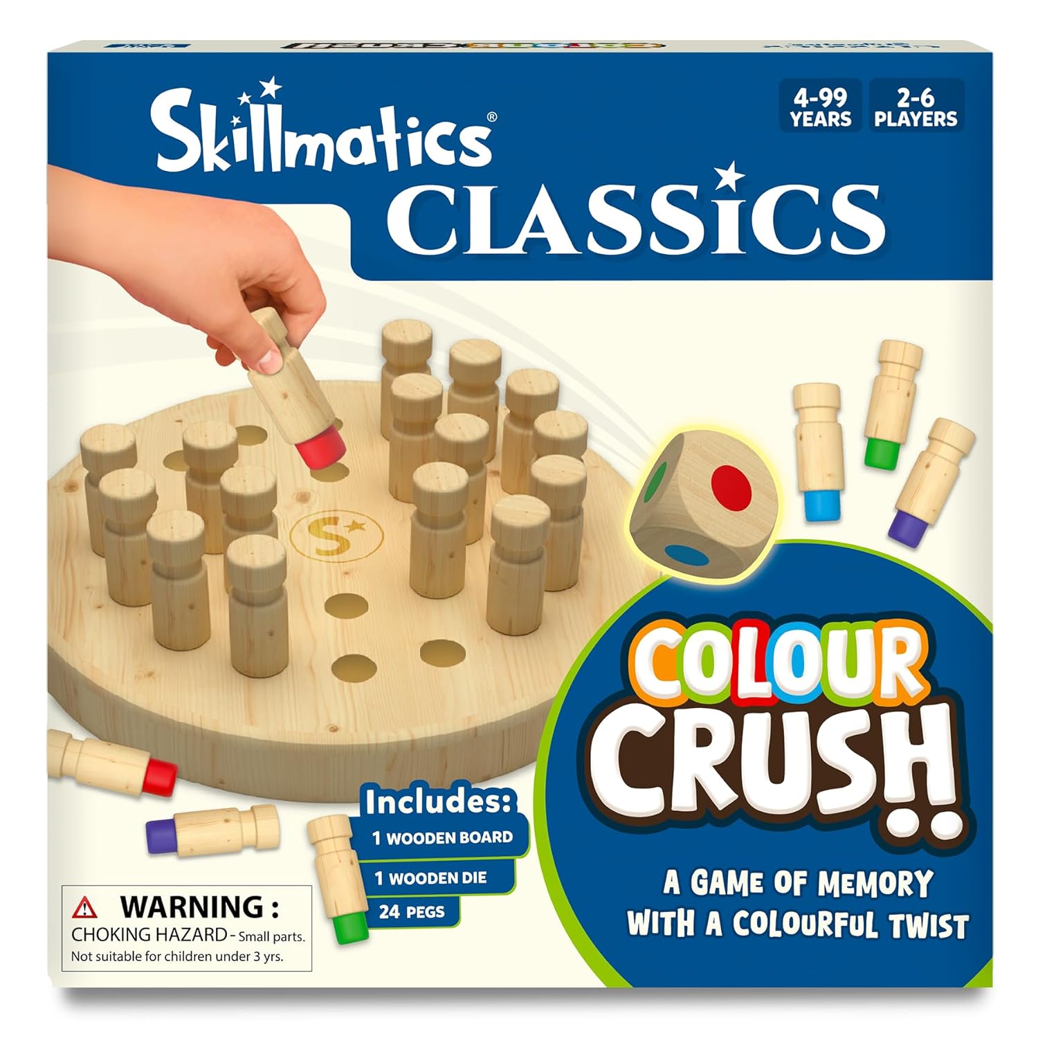 Skillmatics Colour Crush - Thrilling Memory Challenge, Fast-Paced Board & Travel Game, Perfect for Family Game Night, Brain Teasers, Wooden Toys, Great Gift for Kids - Multicolor