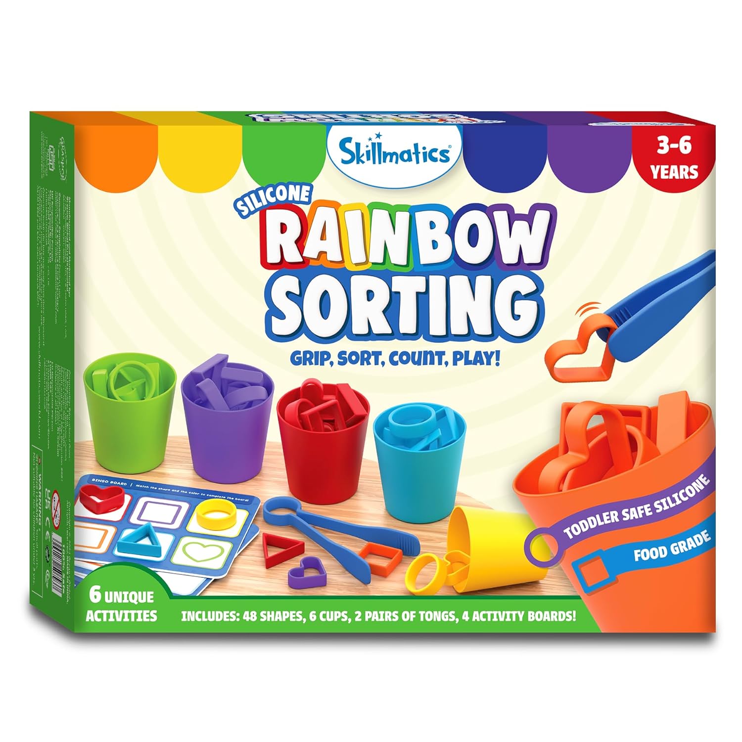 Skillmatics Silicone Rainbow Sorting Board Game - Learning & Educational Toy, Sorting, Counting & Sequencing Skills, Gift for Toddlers & Preschoolers