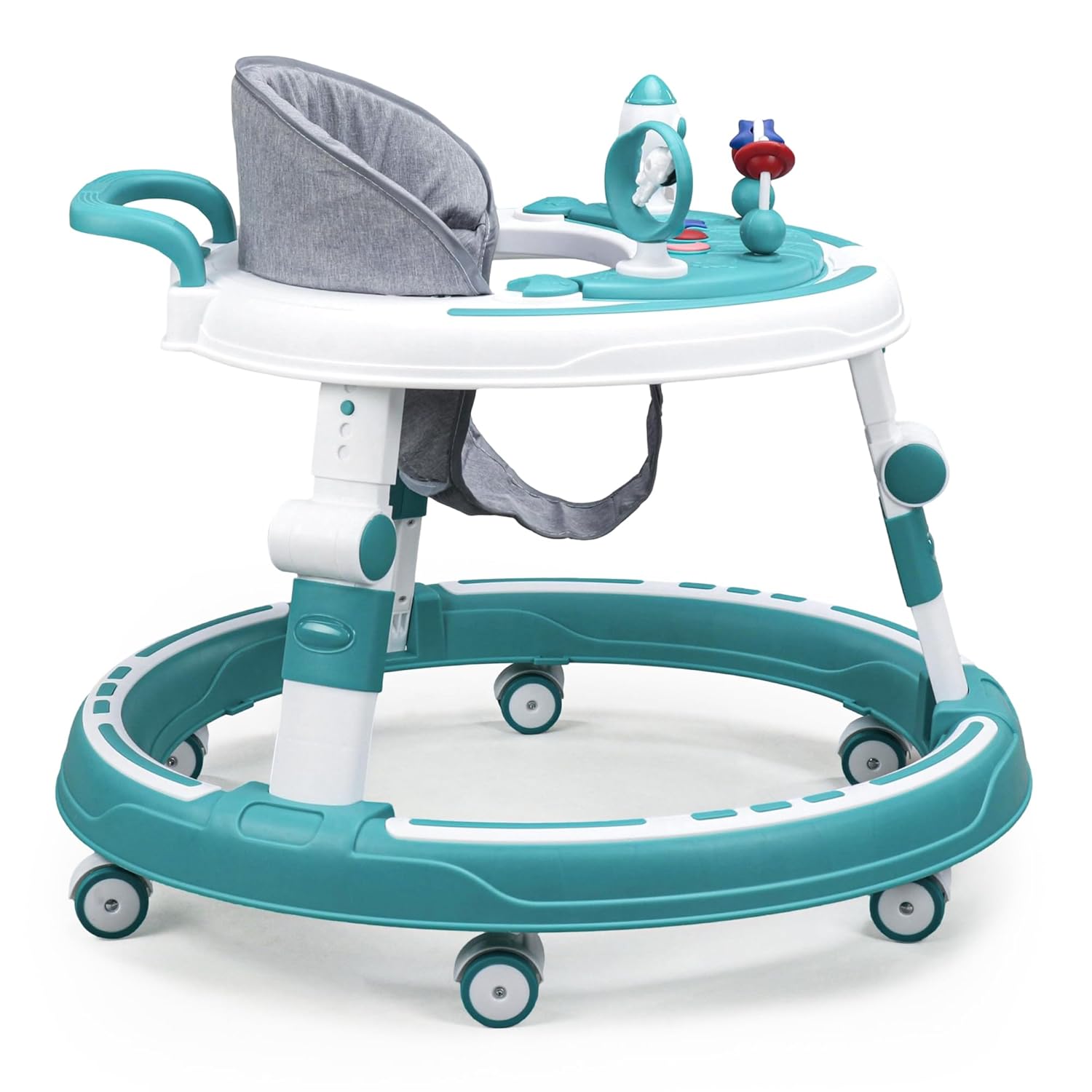 Baby Walker | 4 Level Adjustable Height | Musical Tray | LED Decorated | Foldable Design | Safe & Comfortable | BIS Certified | Green (6-24 Months)