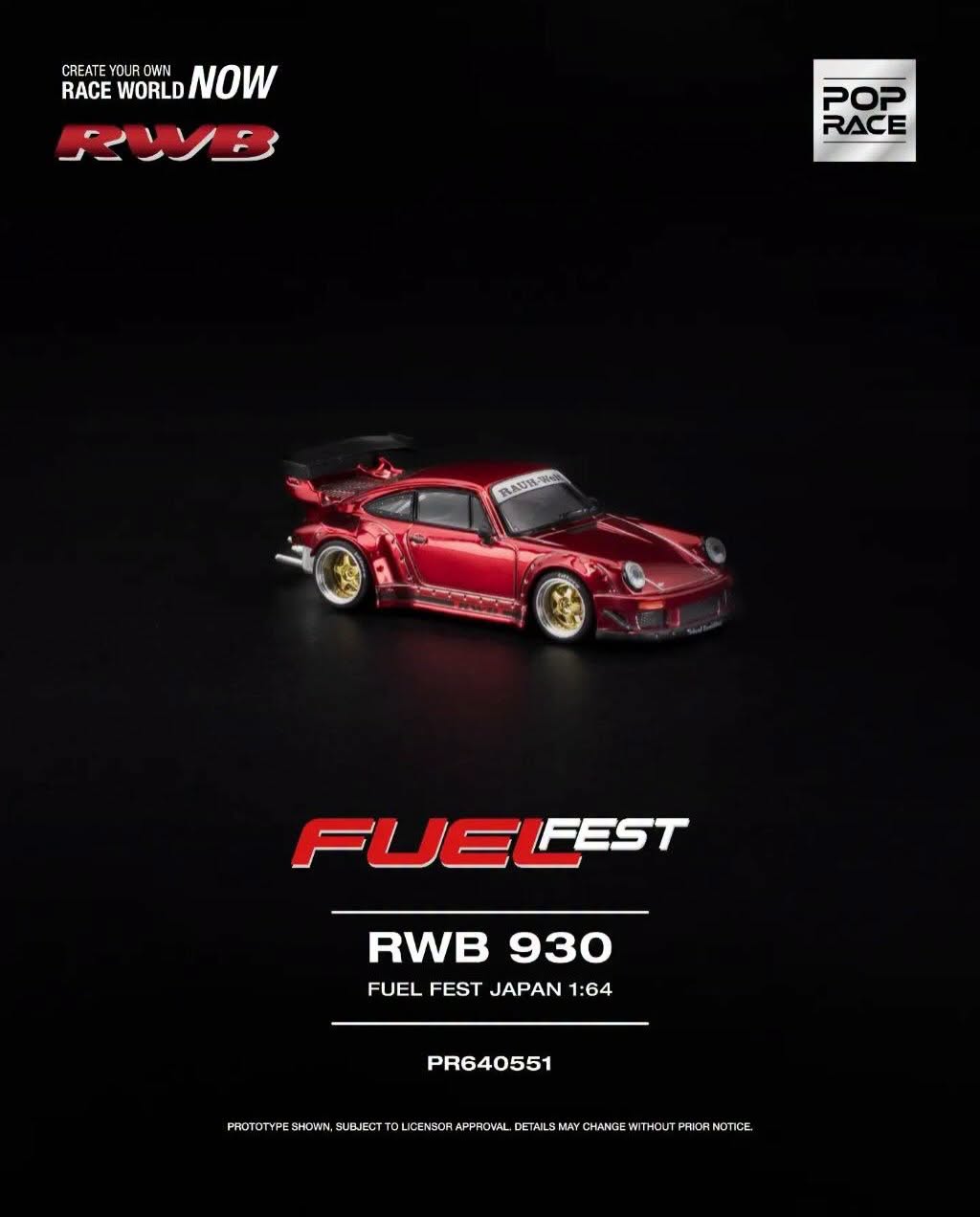 POP RACE Fuel Fest RWB 930 | 1:64 Scale Wide-Body Die-Cast Model Car | Red | PR64-551 RBW930