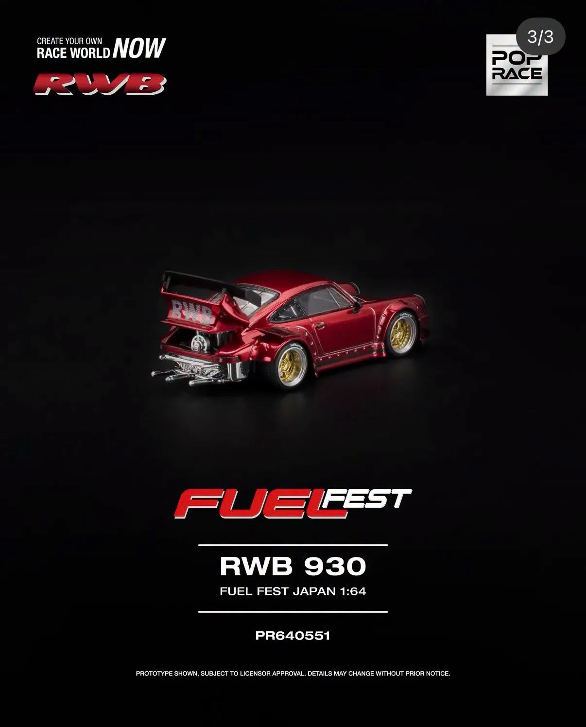 POP RACE Fuel Fest RWB 930 | 1:64 Scale Wide-Body Die-Cast Model Car | Red | PR64-551 RBW930