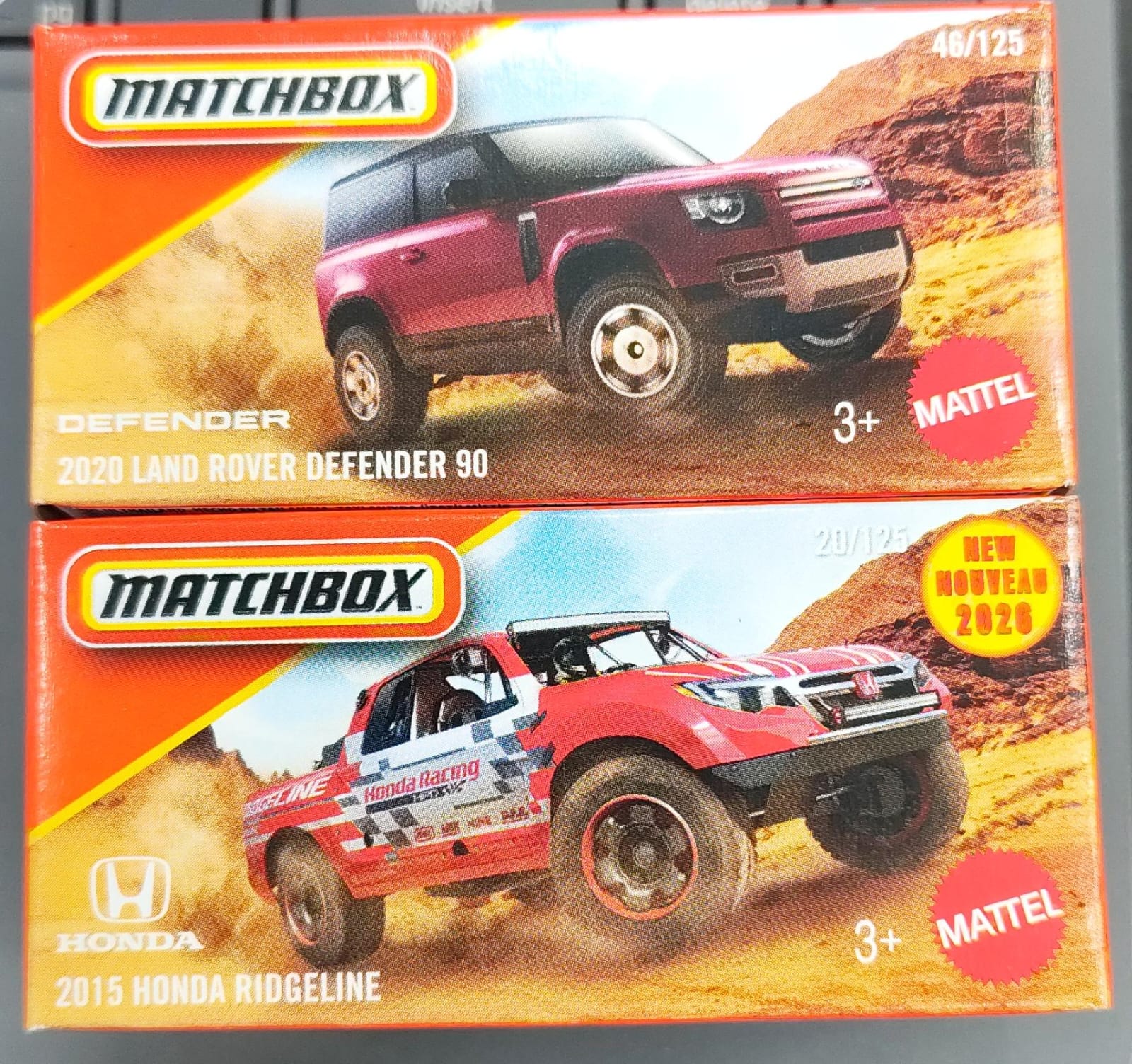 Matchbox Mainline - Combo Pack of 2 Cars - DNK70 - 2020 Land Rover Defender 90 & 2015 Honda Ridgeline