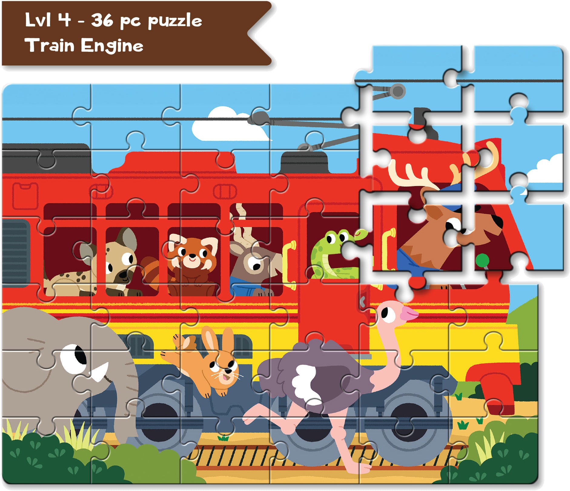 Play Panda – 4 in a Box Transportation Puzzle Set for Kids – Educational Puzzle for Kids - 90 total Pieces