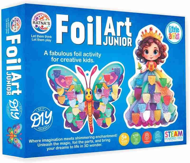 RATNA'S Junior Foil Art Kit DIY Creative Activity Kit - Foil Fun Craft Kits & Supplies for Kids and Adults