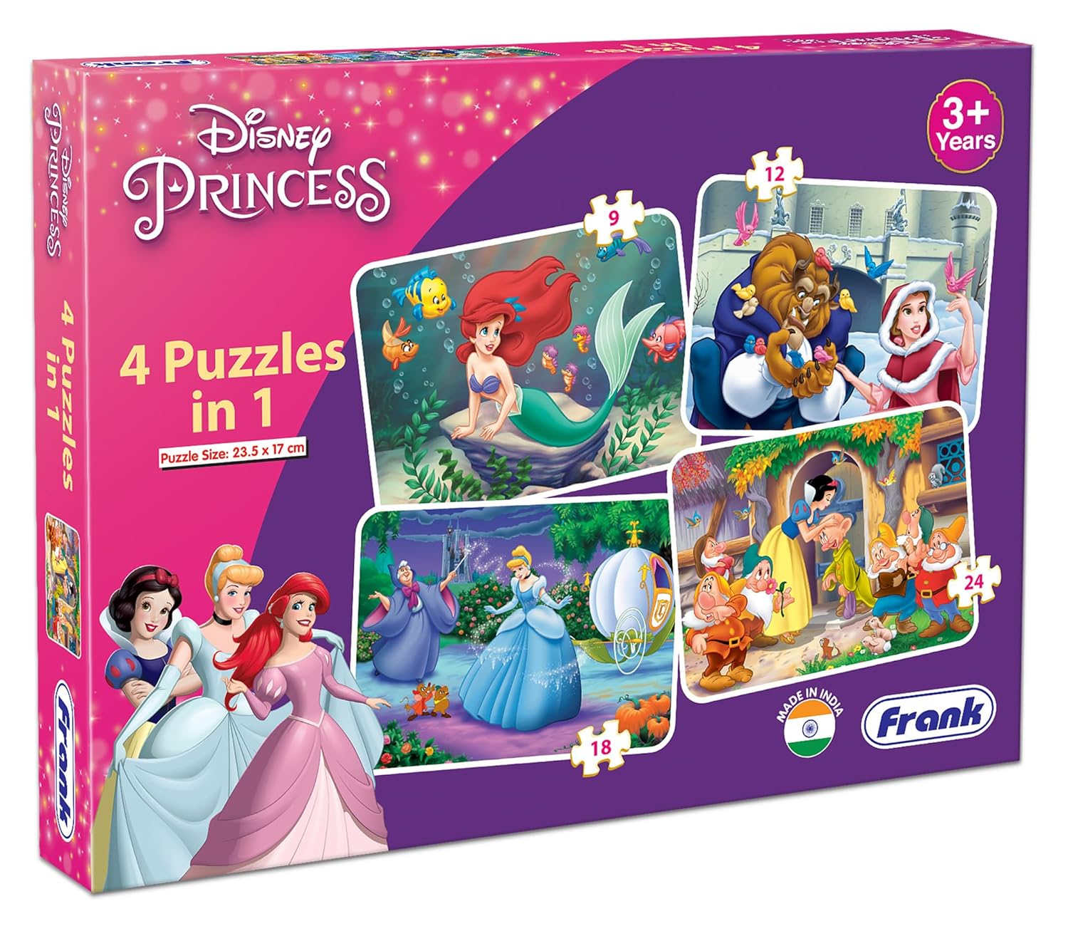 Frank Disney Princess 4 Puzzles in 1 - (63 pcs) Jigsaw Puzzle for Kids
