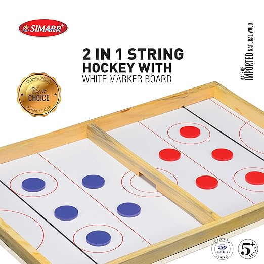 SIMARR: 2 in 1 String Hockey with White Marker Board for Kids - Multicolor