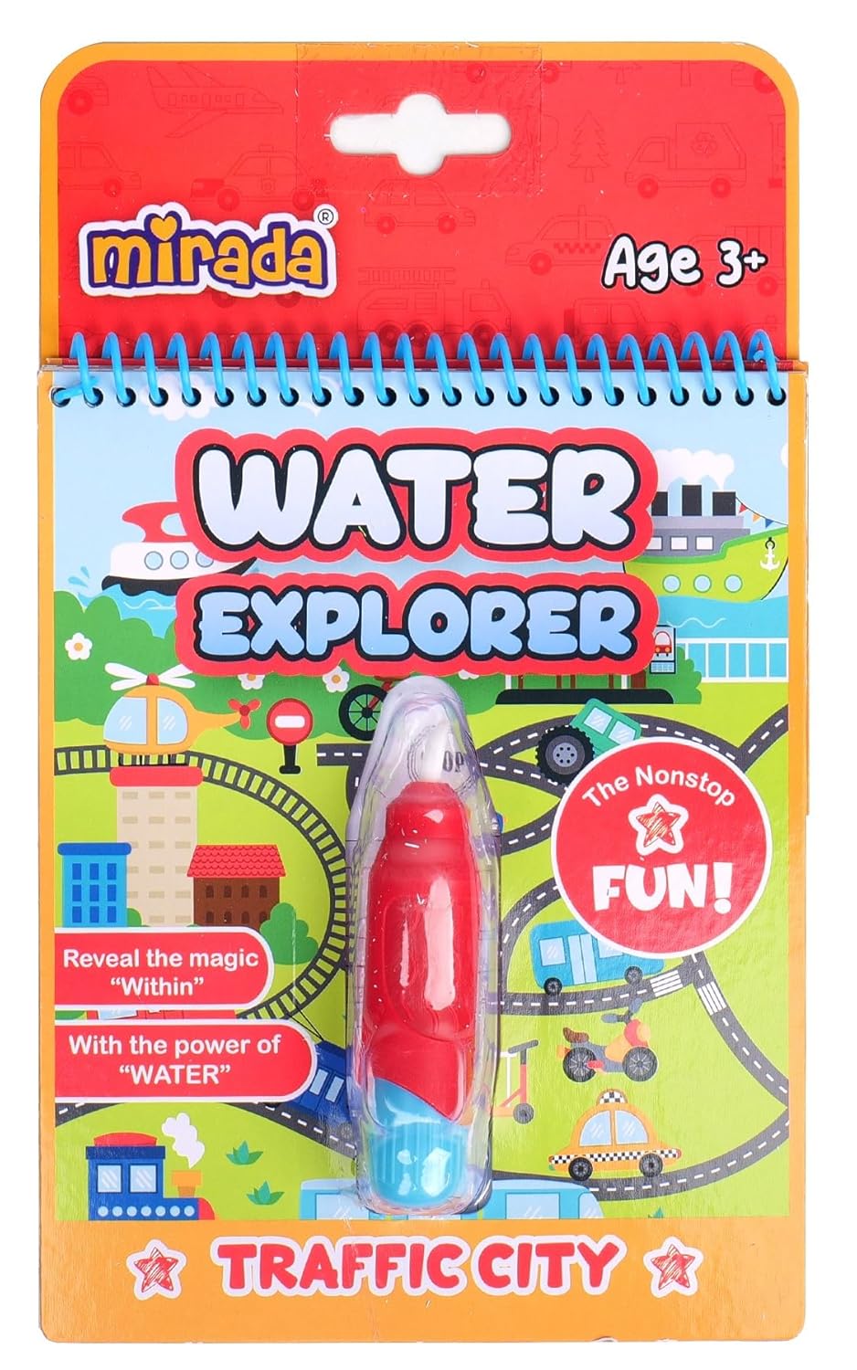 Mirada - Mirada Water Explorer | Water Colouring Book, Reusable Water-Reveal Book I Self-Drying with Easy to Hold Water Pen for Kids - Multicolour