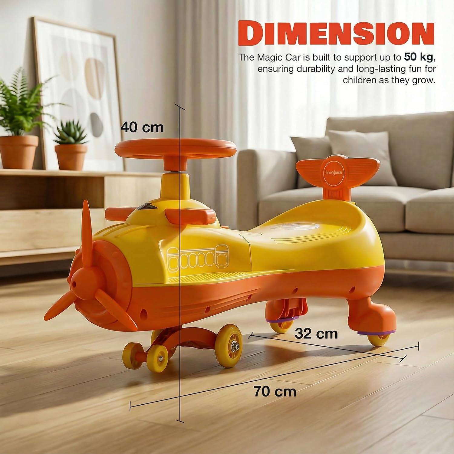 Baby Swing Car for Kids | Twister Push Ride on Car with Lights & Music | 360° Rotation, Smooth Wheels, Indoor & Outdoor Magic Push Car for Boys & Girls, Age 2+ Years | Assorted