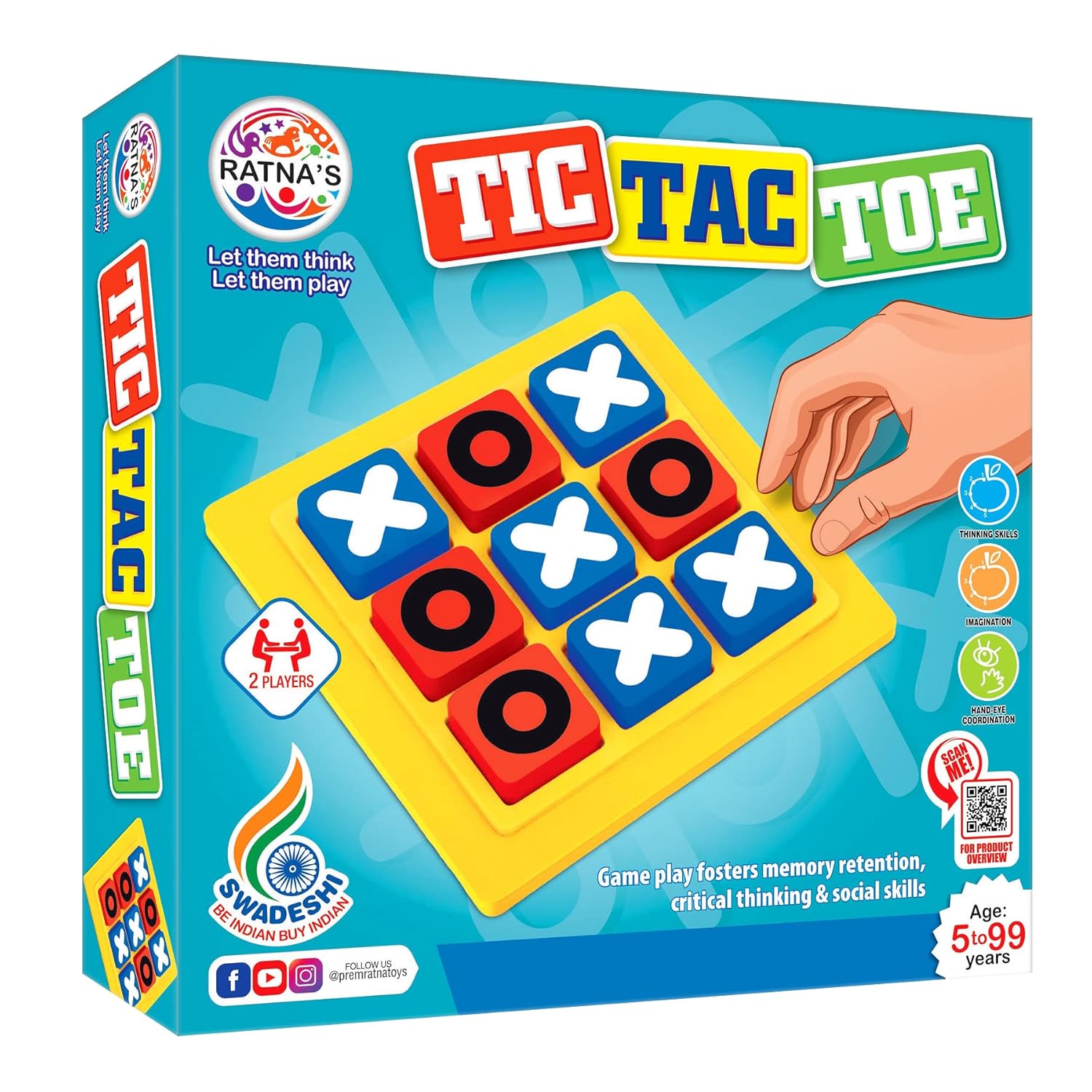 Ratna's Tic Tac Toe Travelling & Pocket Fun Game for Ages 5 to 99 yrs