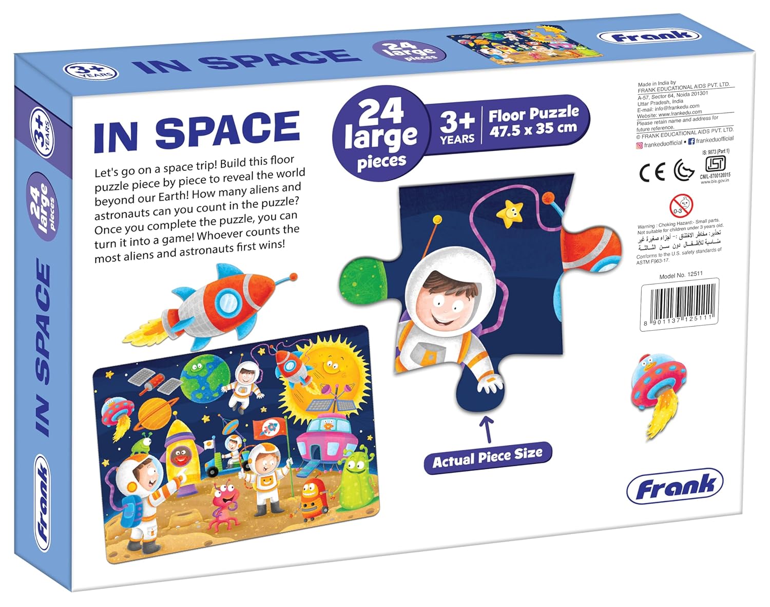 Frank in Space Floor Puzzle (24 Pieces) | Fun & Educational Toy for Kids 3+ Year Old