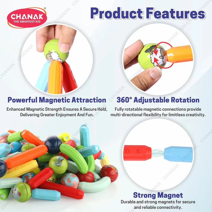 Chanak Magnetic Sticks Building Blocks - STEM Learning Toys for Creative Minds