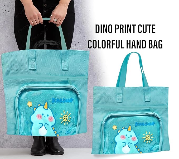 Cartoon Design Hand Bag – Multi-Purpose Tote Bag, Reusable Shopping Bag, Travel Bag with Handle Strap and Zipper, Document Carry Bag
