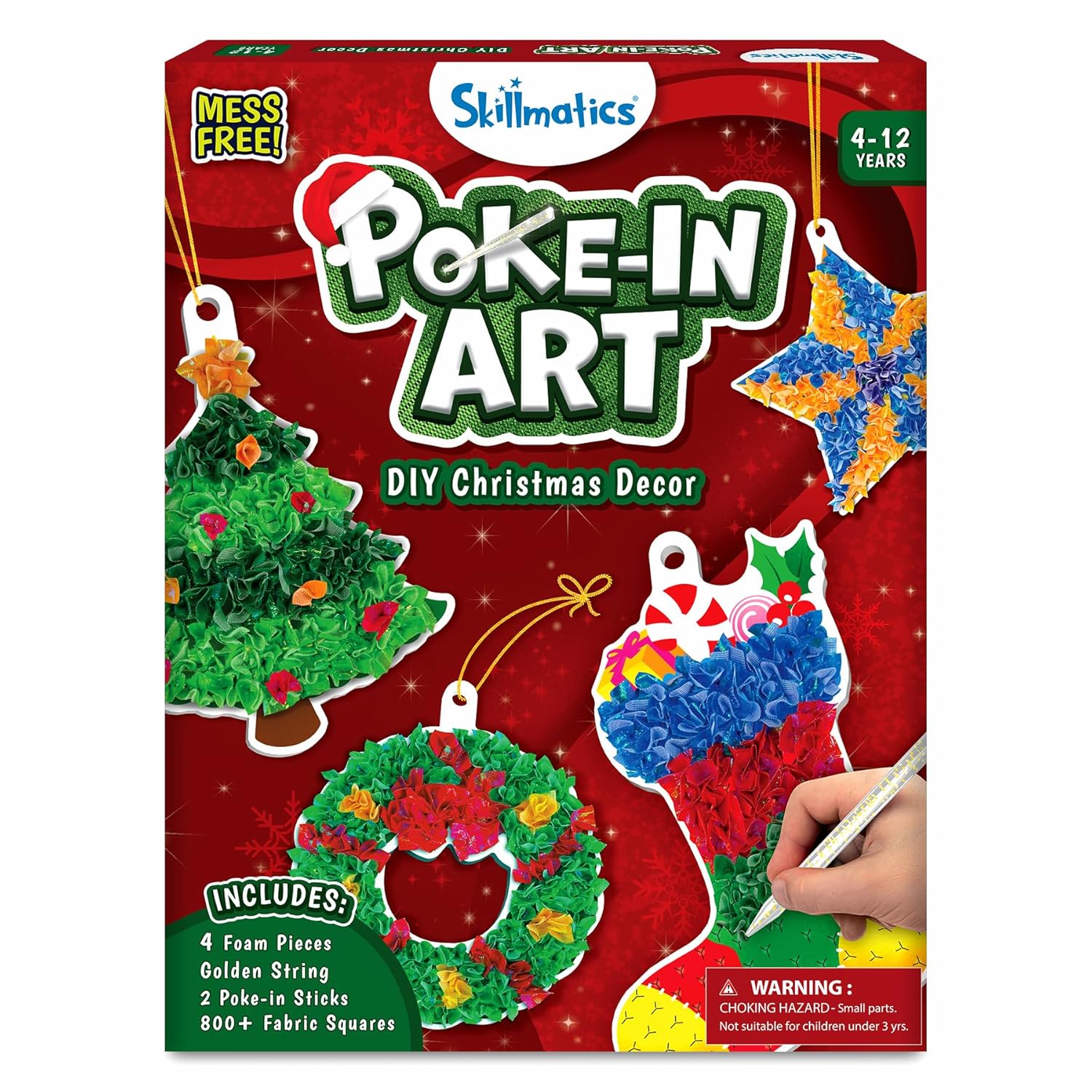 Skillmatics Art & Craft Activity - Poke-in Art DIY Christmas Decor, Mess-Free Art for Kids, DIY Craft Kits, Creative Activity, Fine Motor Skills
