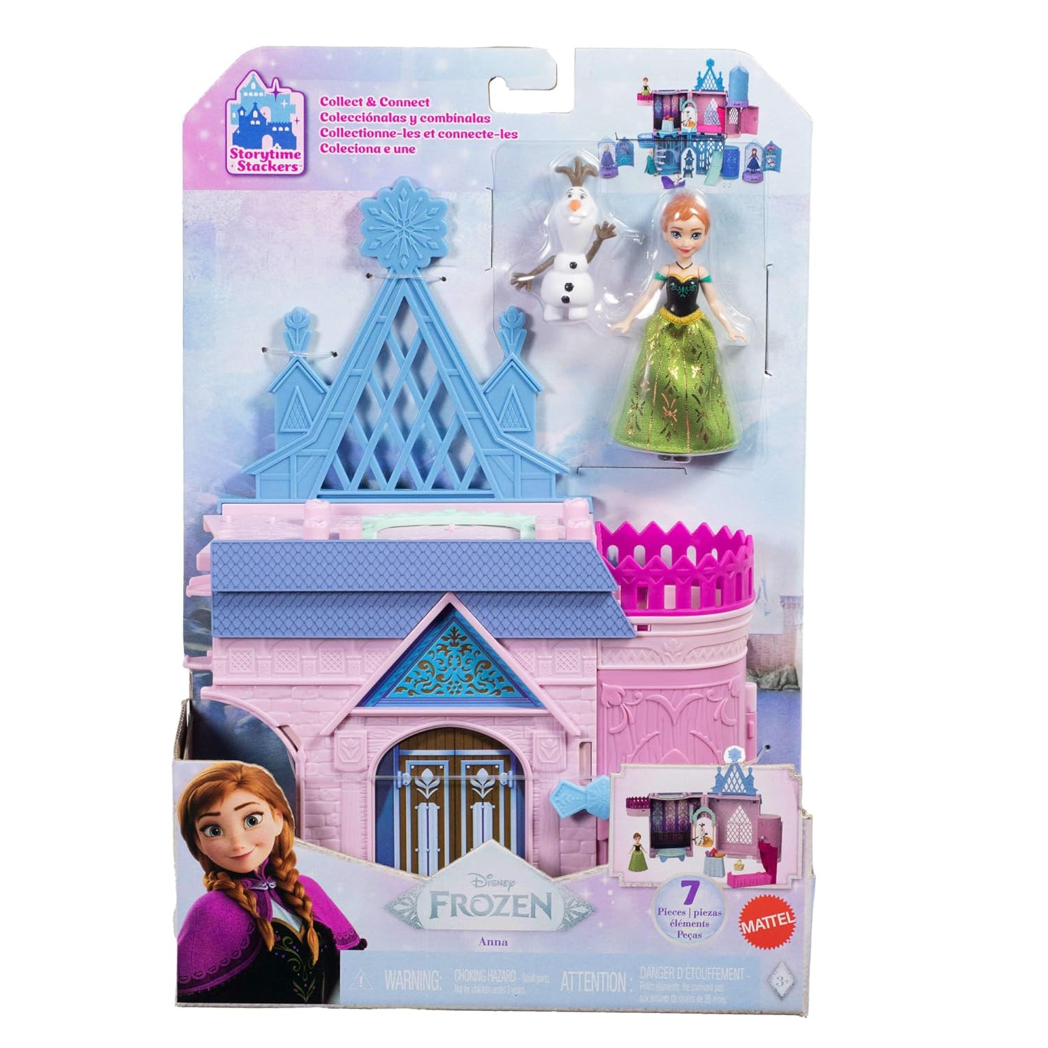 Disney Frozen Toys, Storytime Stackers Anna's Arendelle Castle, Stackable Doll House with Small Doll, Olaf & 7 Pieces, Inspired by the Movies