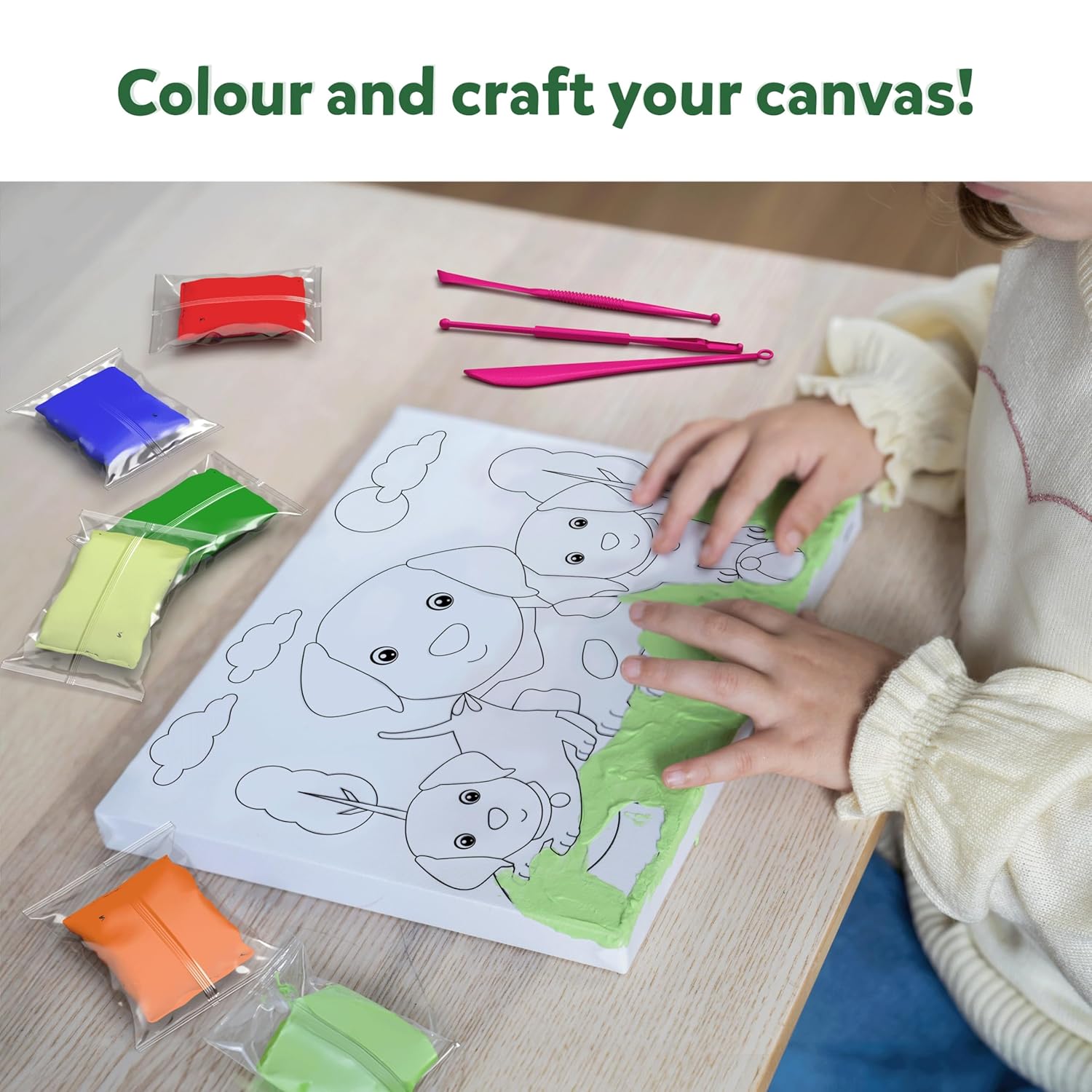 Skillmatics Art & Craft Kit - Colour with Clay, No Mess Art, Create A Clay Canvas of Pups at The Park