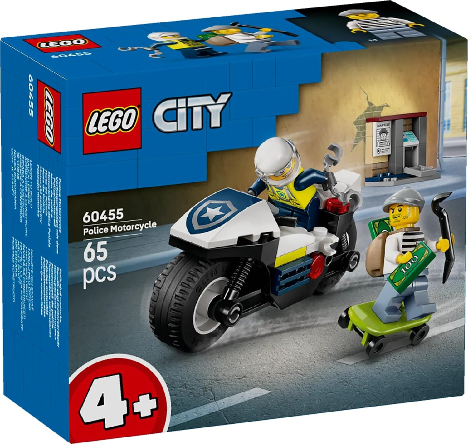 LEGO City Police Motorcycle Chase Toy, Motorbike Set for Ages 4 and up 60455 Building Blocks Toys for 4+ Gift for Boys and Girls