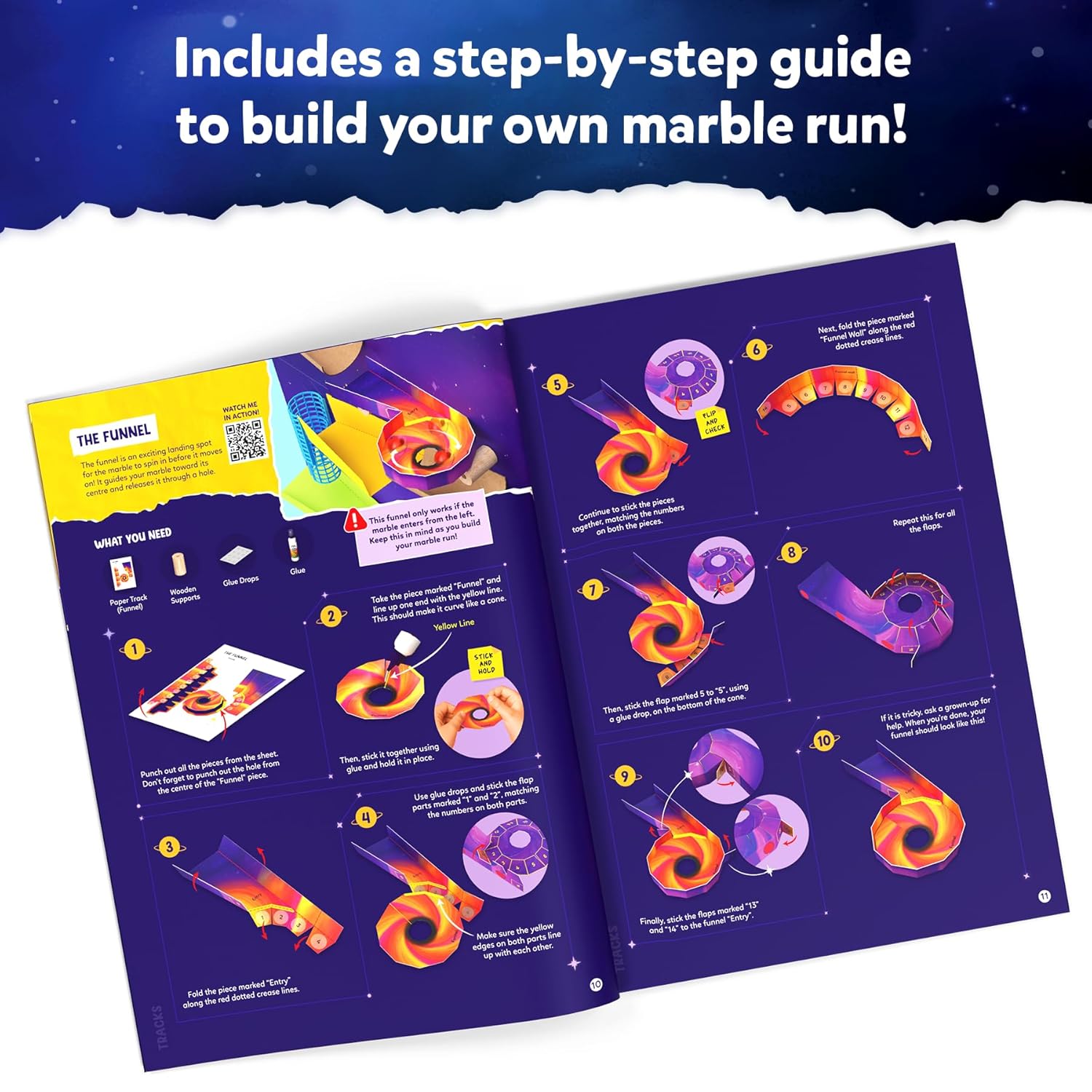 Skillmatics Craft Kit - Marble Run Space, DIY Activity, STEM Toy, Learning Resource, Educational Toys for kids | Multicolor