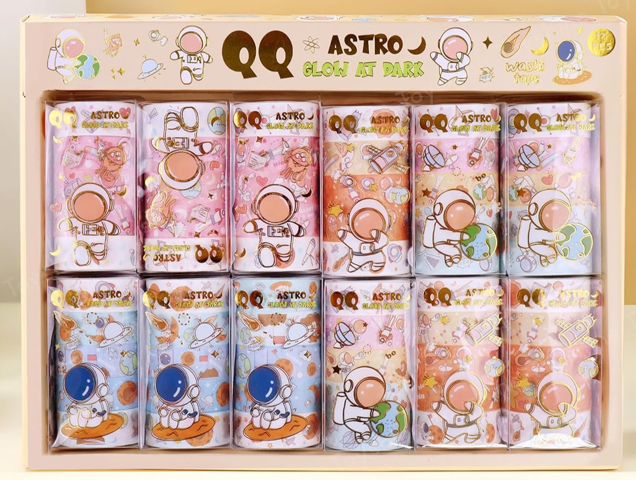 Tape Rolls Space Theme Kawaii Washi Tape Set Decorative Tape Art Supplies for Kids - Pack of 2 Pcs - 10 Rolls